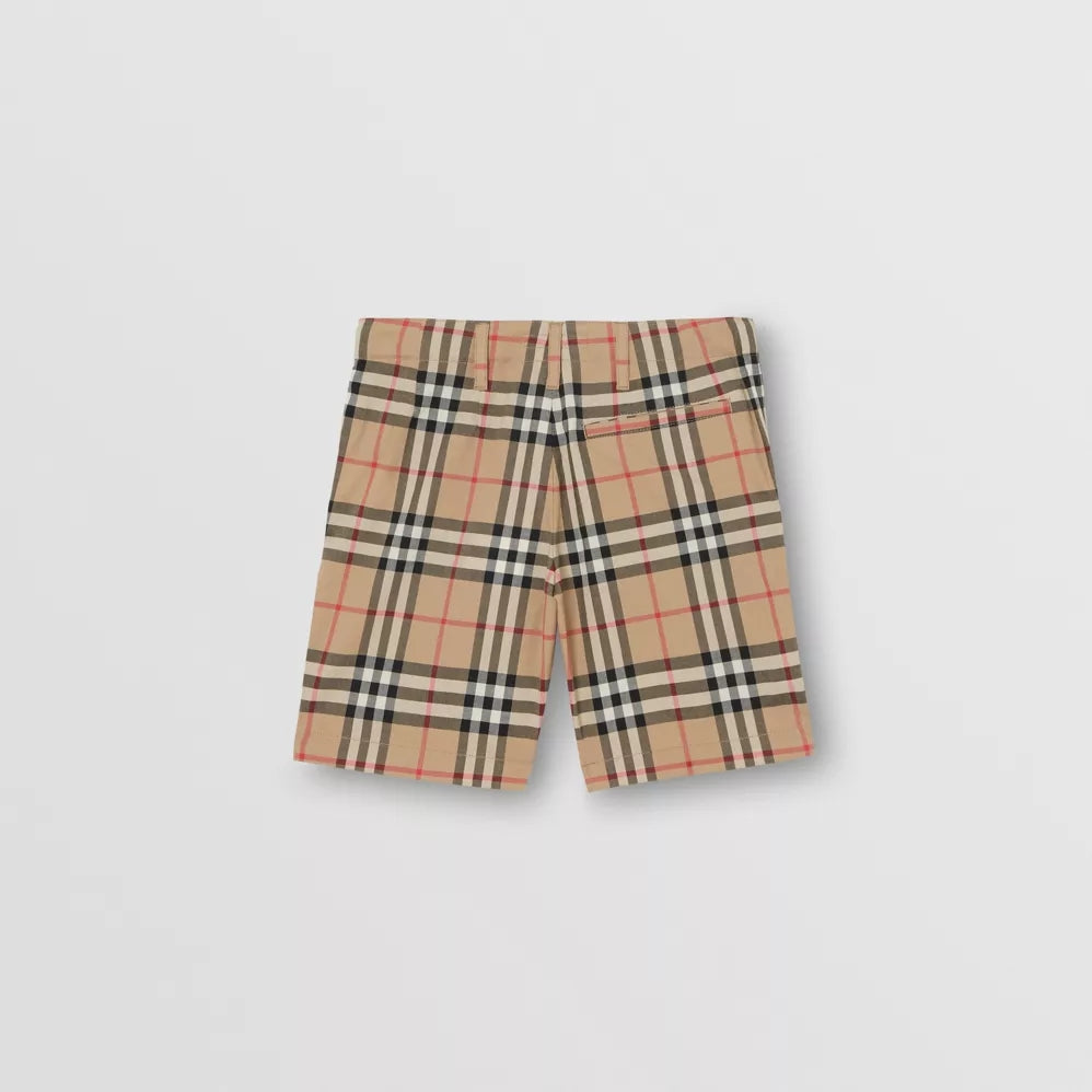 Boys Beige Stripe Cotton Shorts