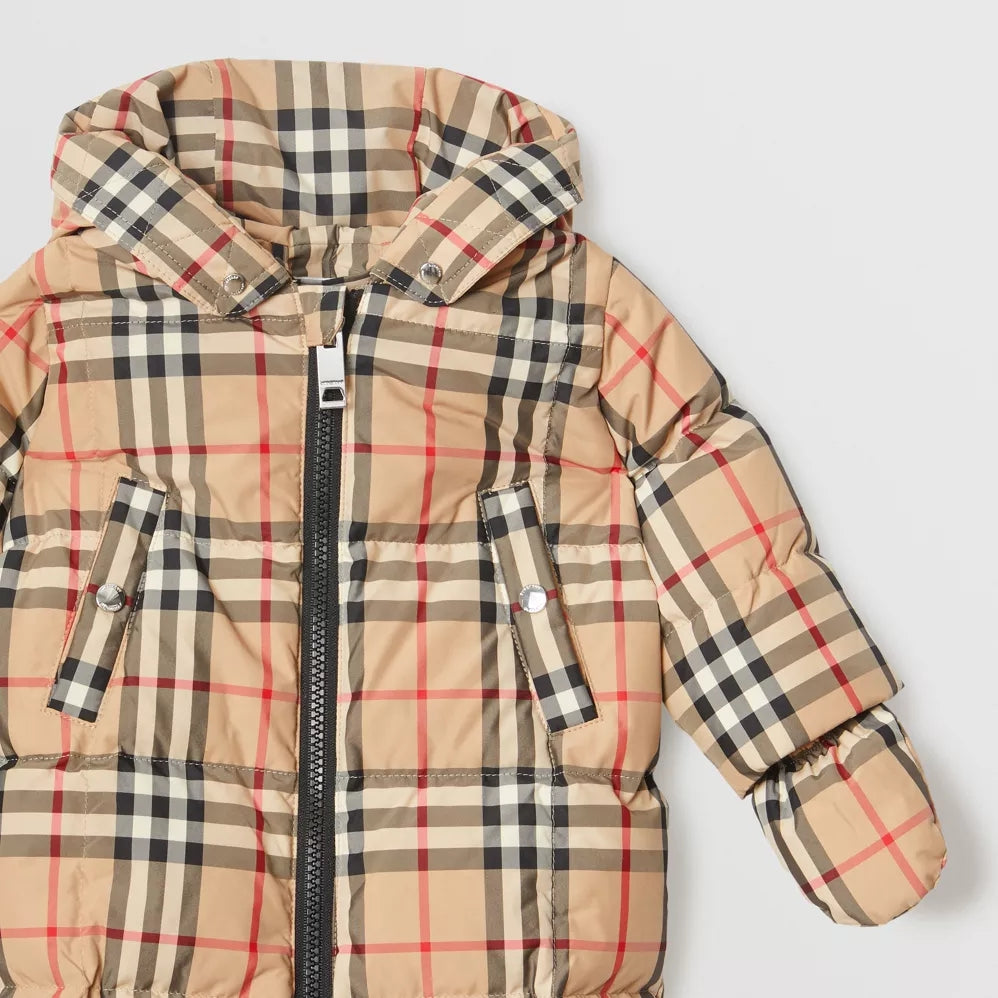 Babys Beige Stripe Snowsuit