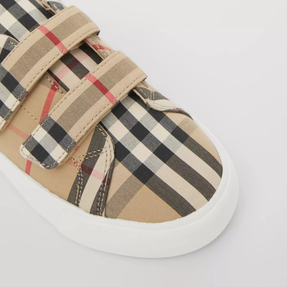 Boys & Girls Beige Stripe Cotton Trainers