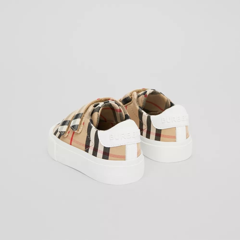 Baby Boys & Girls Beige Stripe Cotton Trainers