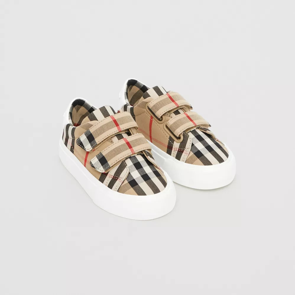 Baby Boys & Girls Beige Stripe Cotton Trainers