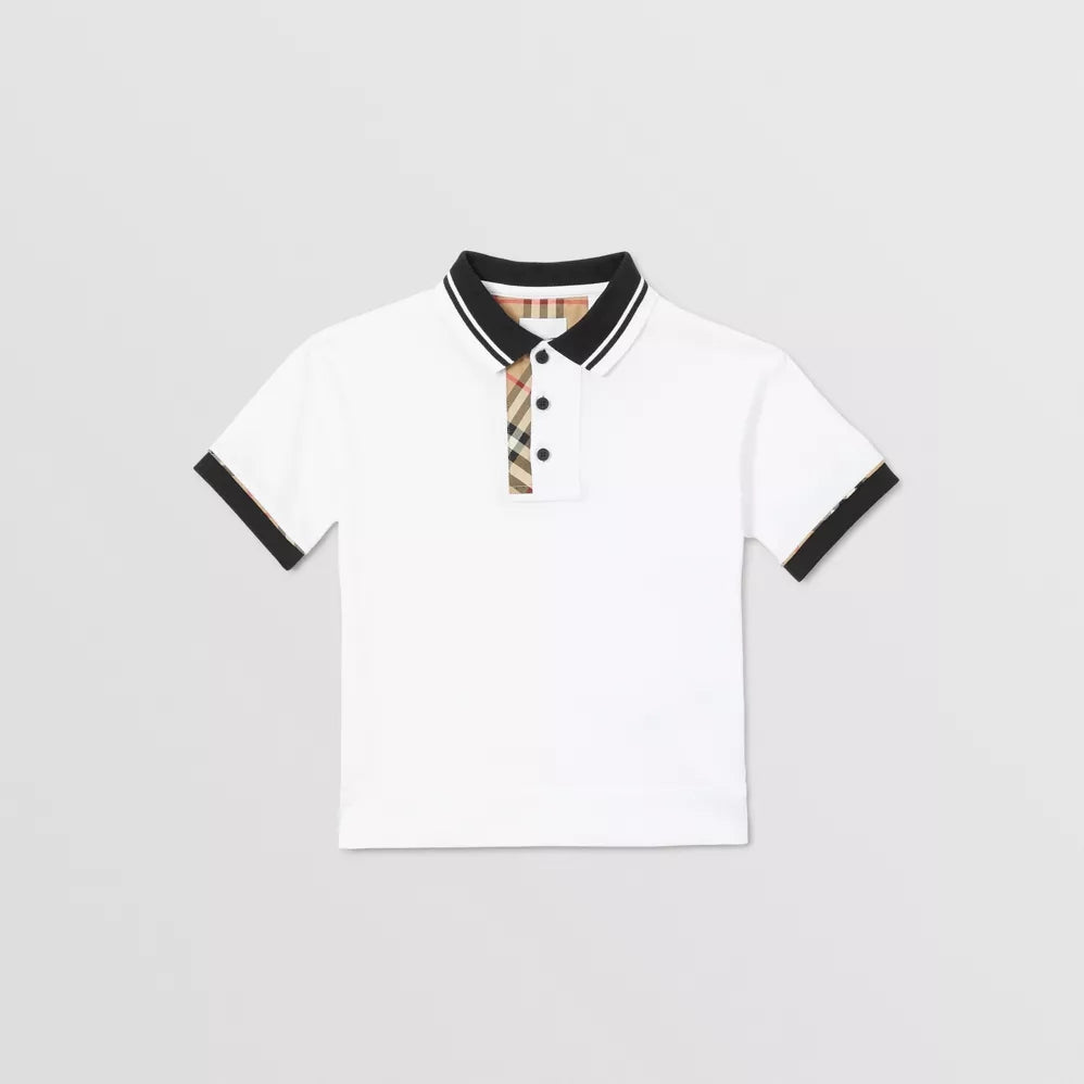 Boys White Jerseywear Cotton Polo Shirt