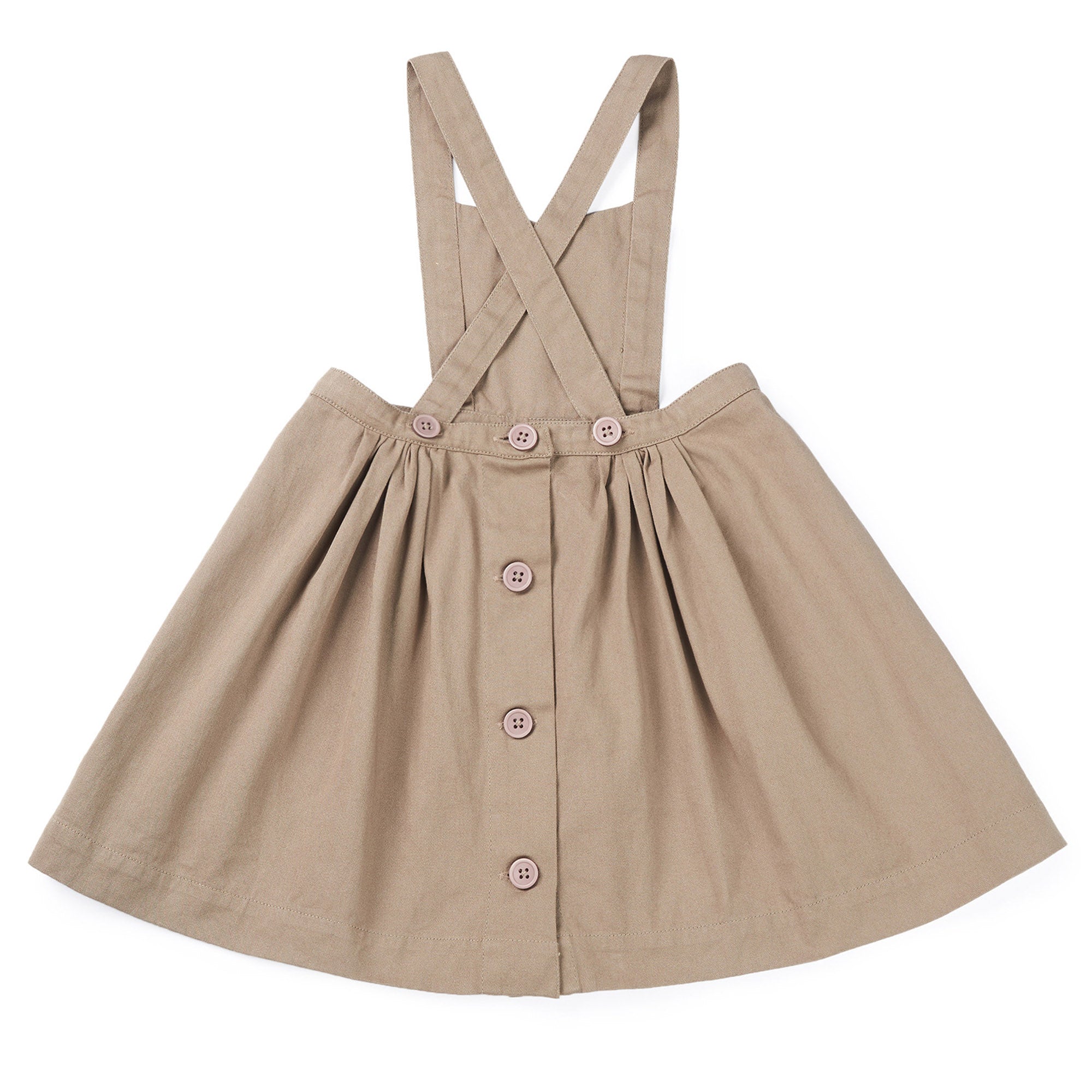 Girls Khaki Strap Cotton Skirt