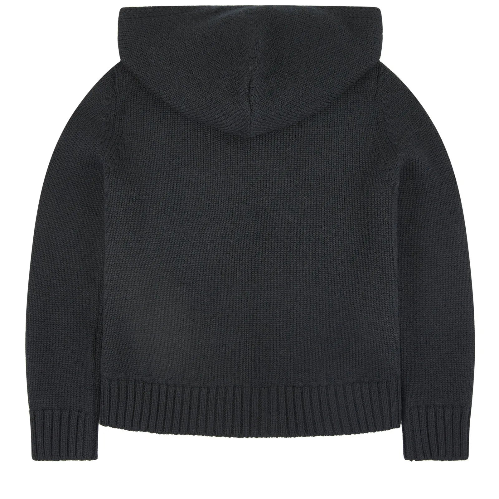 Girls Black Virgin Wool Padded Down Cardigan