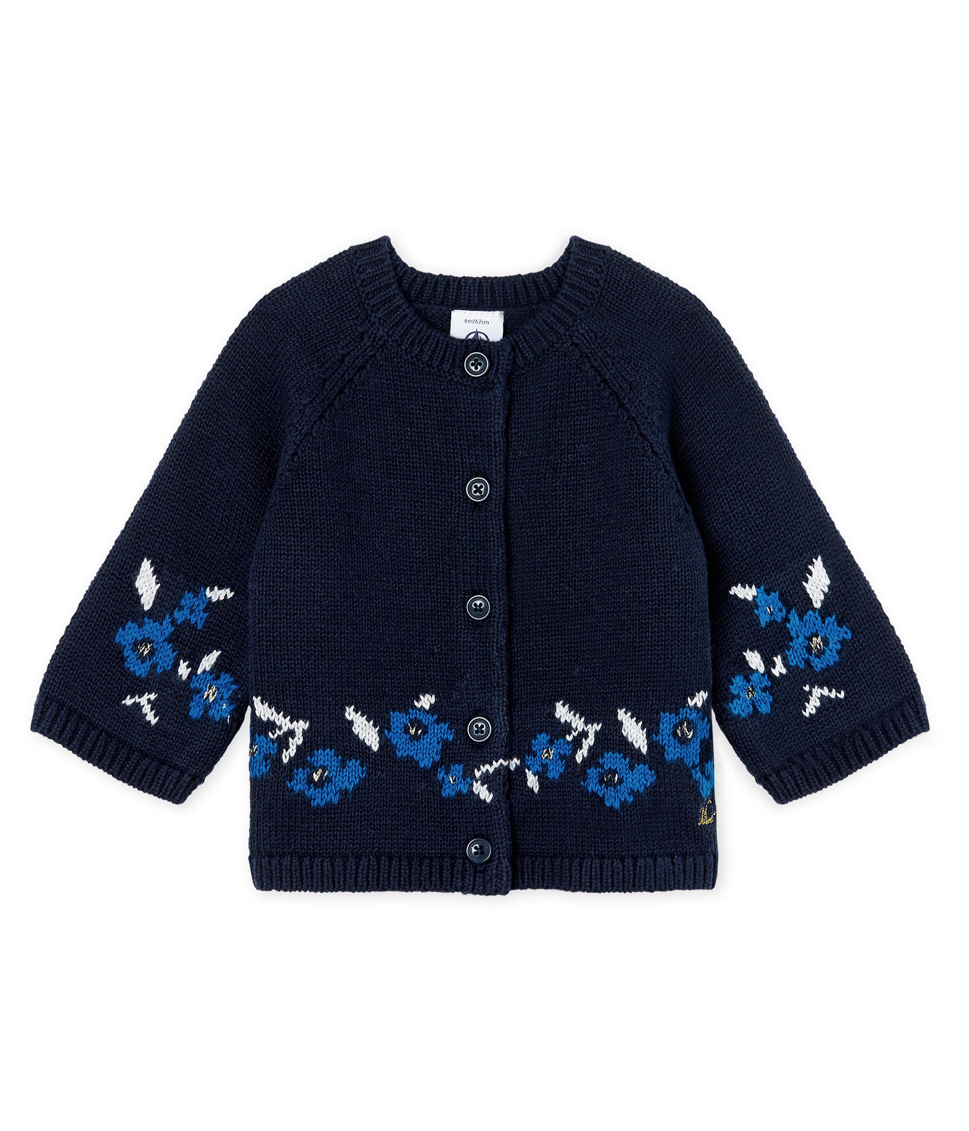 Baby Girls Blue Embroidered Cardigan