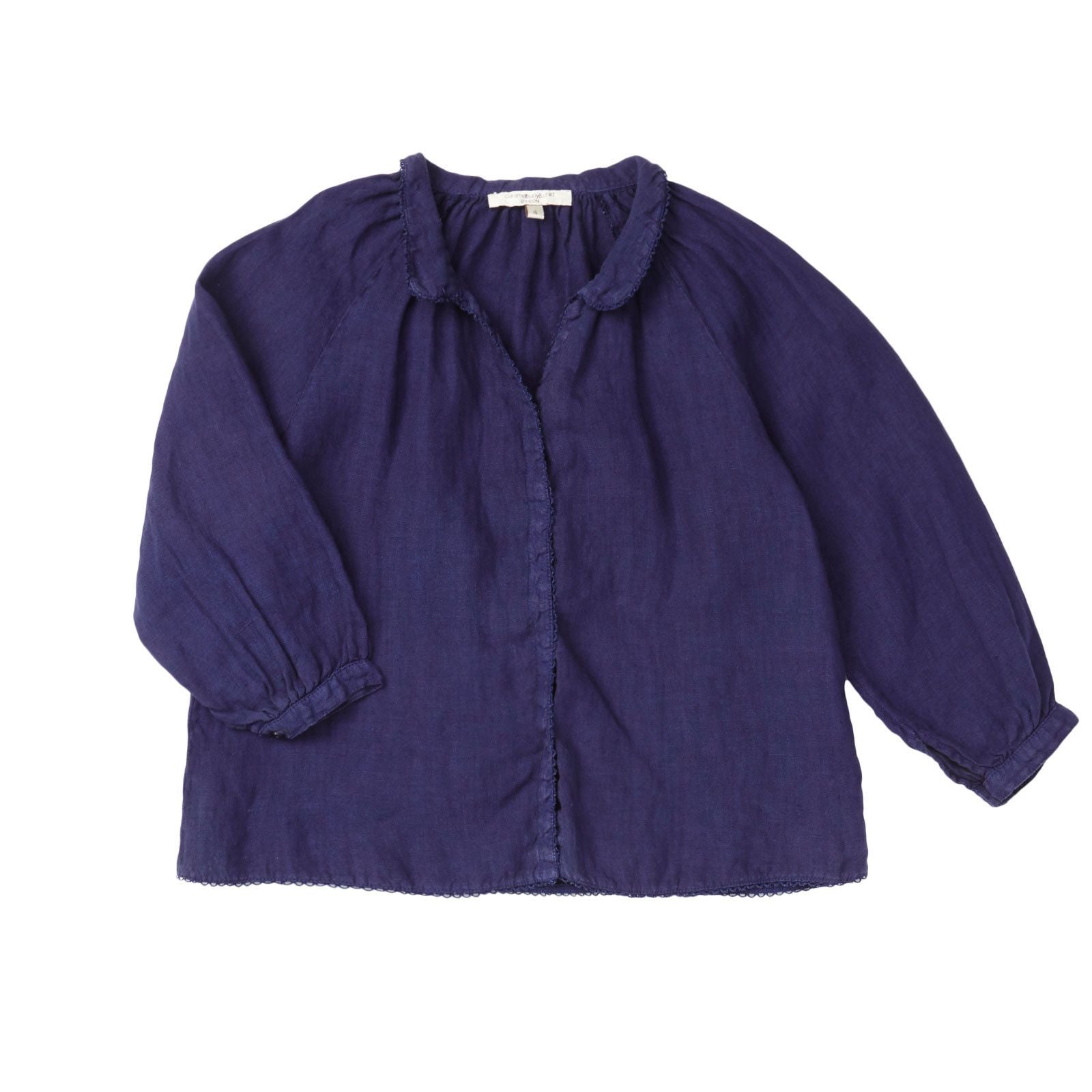Girls Purple Linen Ribbed Cuffs Blouse - CÉMAROSE | Children's Fashion Store