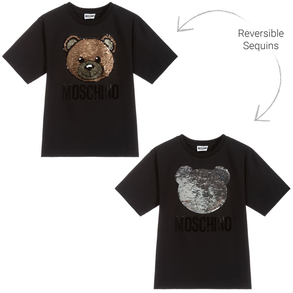 Boys & Girls Black Teddy Bear T-Shirt