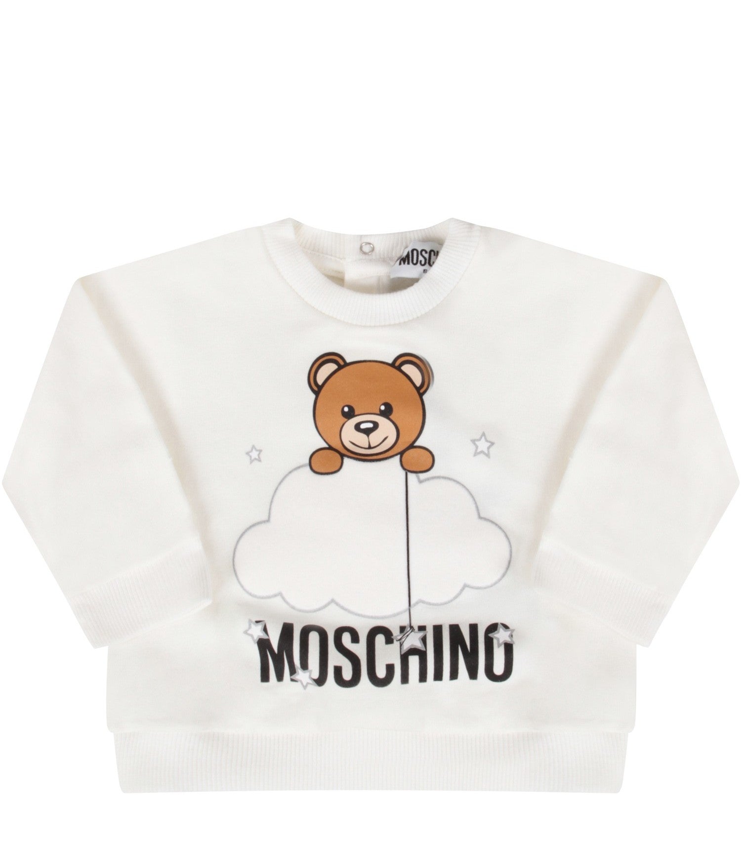 Baby Boys & Girls White Teddy Bear Cotton Sweatshirt