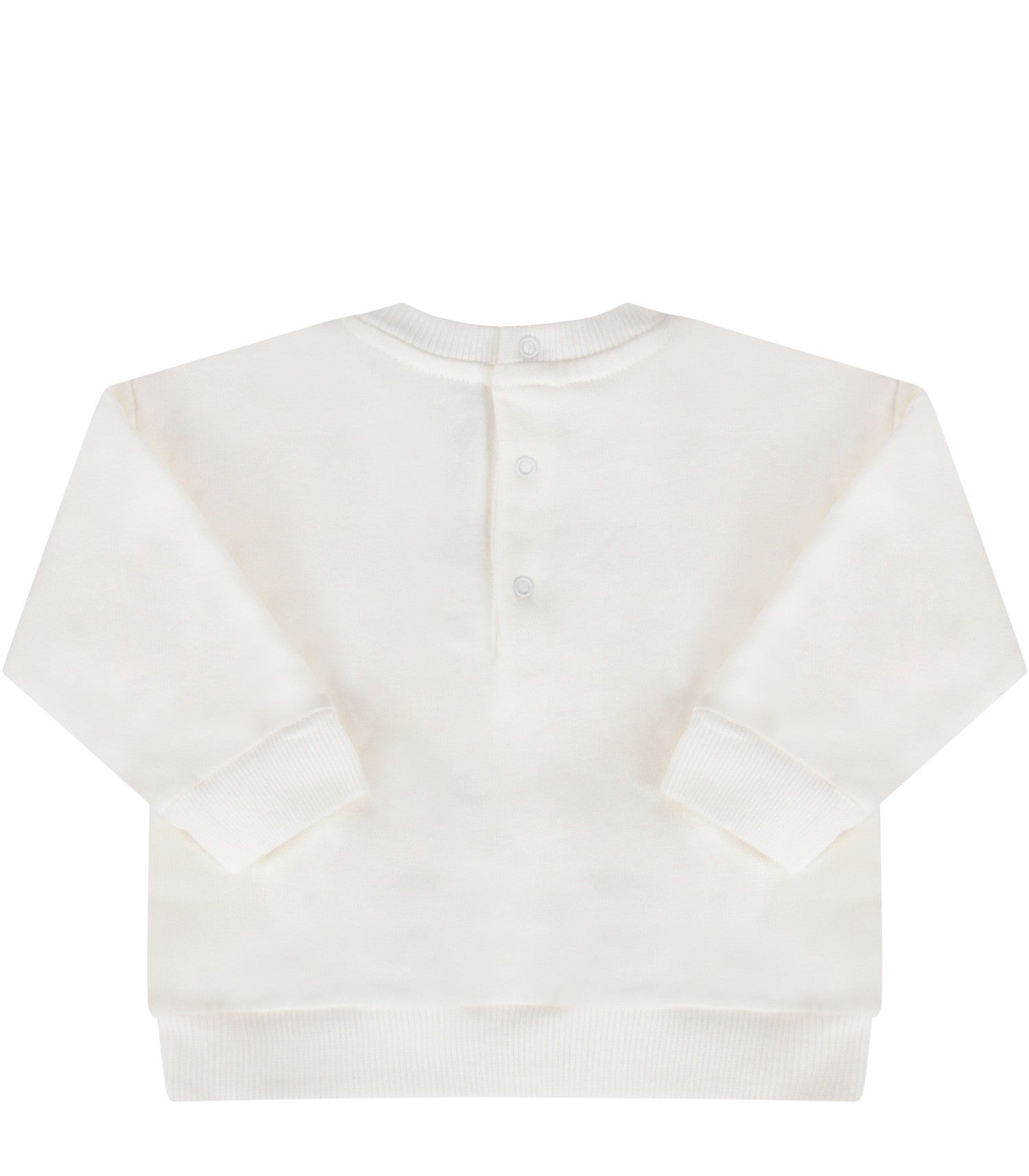 Baby Boys & Girls White Teddy Bear Cotton Sweatshirt