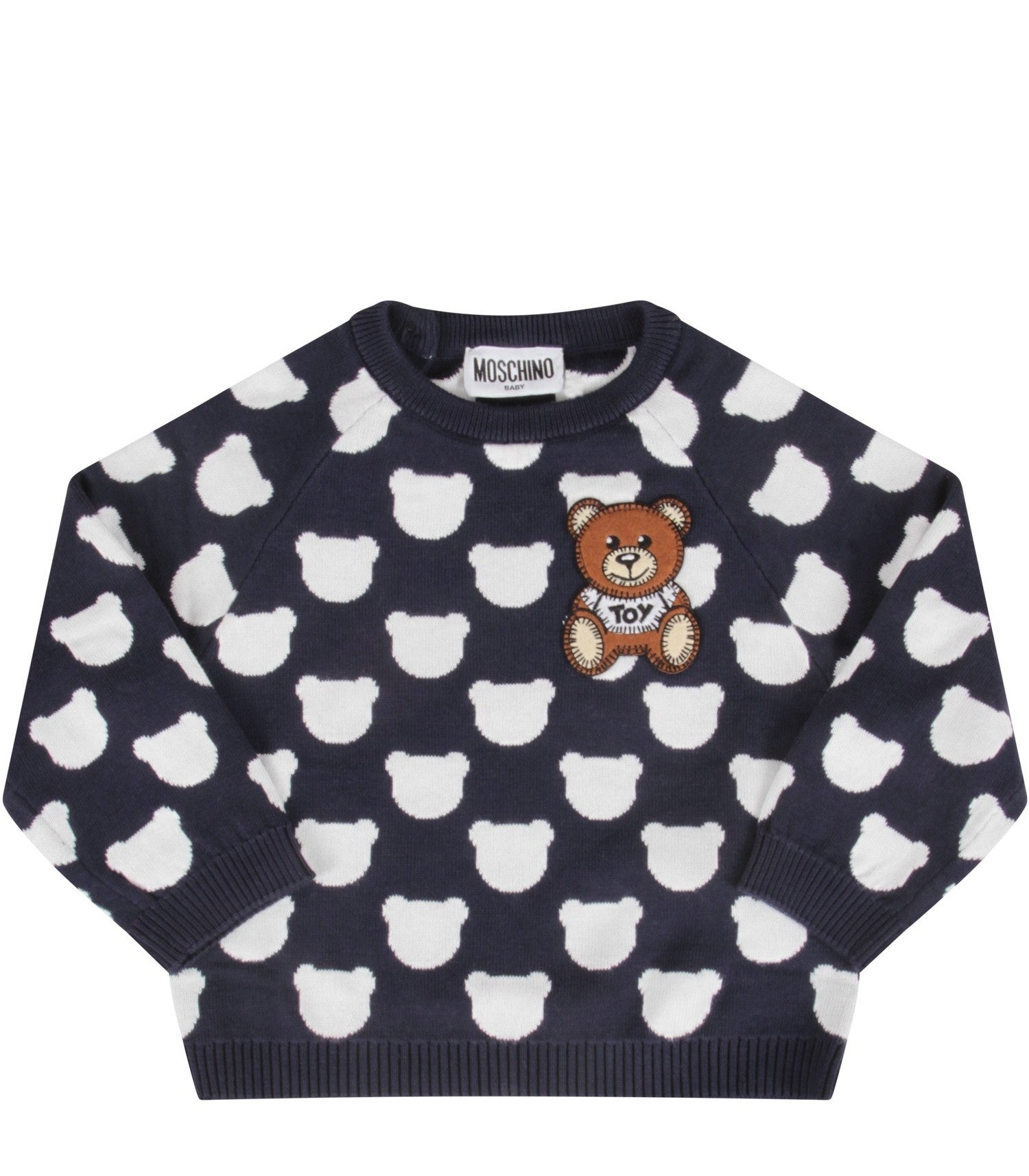 Baby Boys & Girls Navy Teddy Bear Cotton Jumper