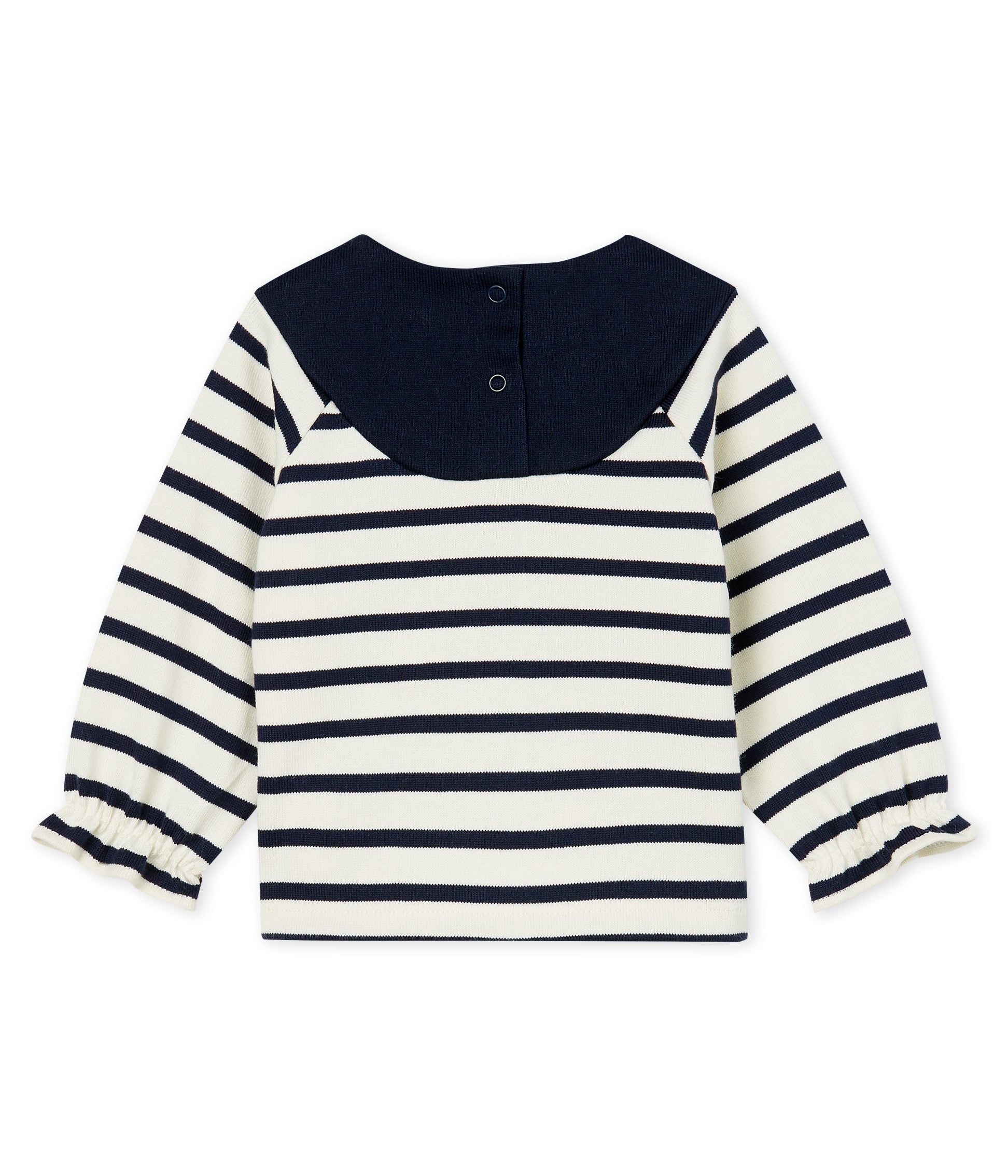 Baby Girls White & Blue Striped Cotton Top
