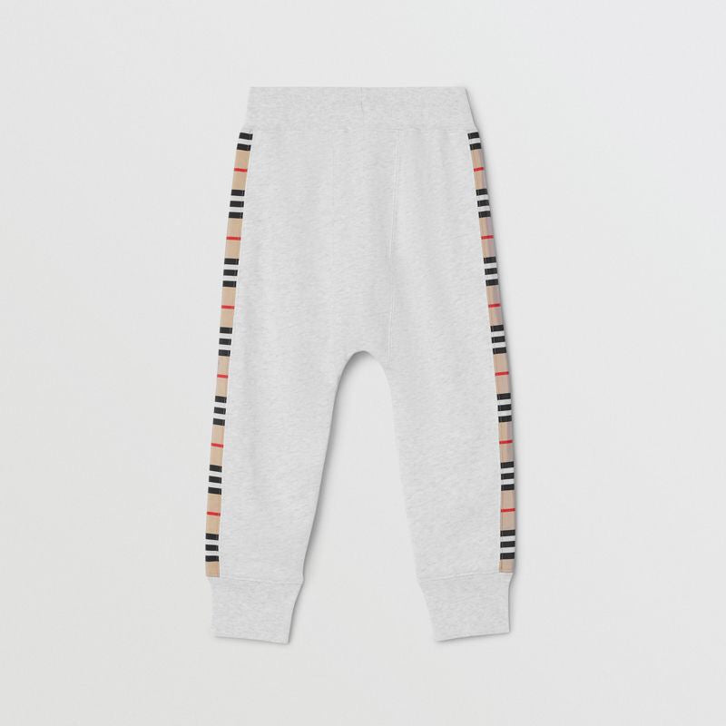 Girls White Melange Cotton Trousers