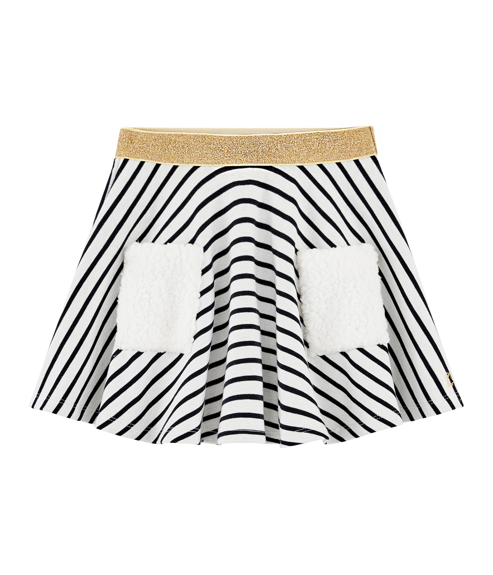 Girls White Striped Cotton Skirt