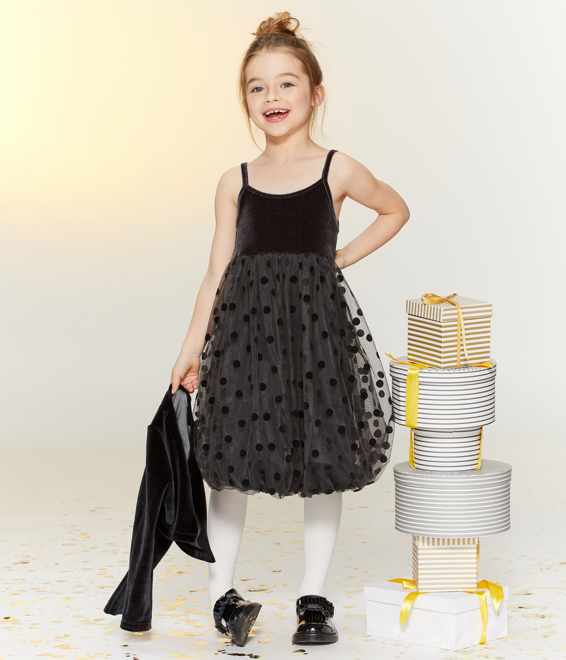 Girls Black Dots Dress
