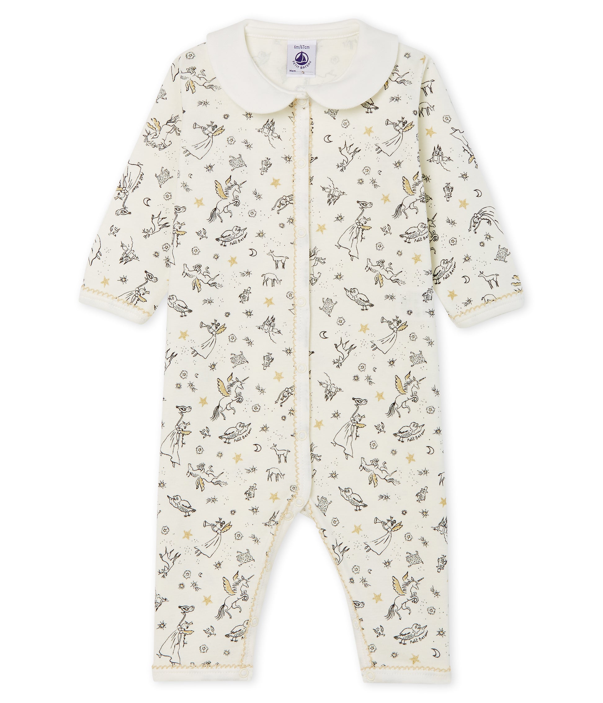 Baby Girls White Printing Cotton Babysuit