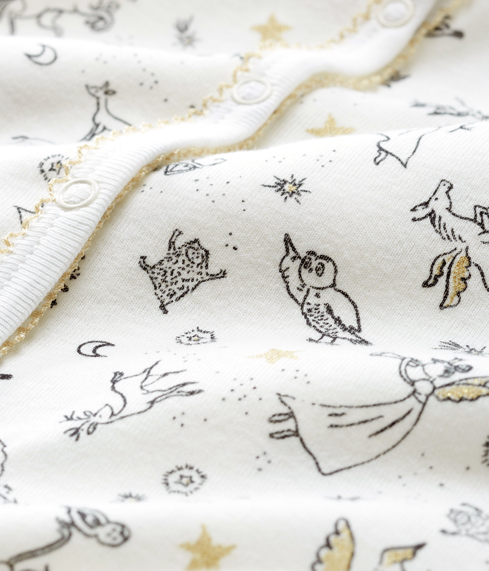 Baby Girls White Printing Cotton Babysuit