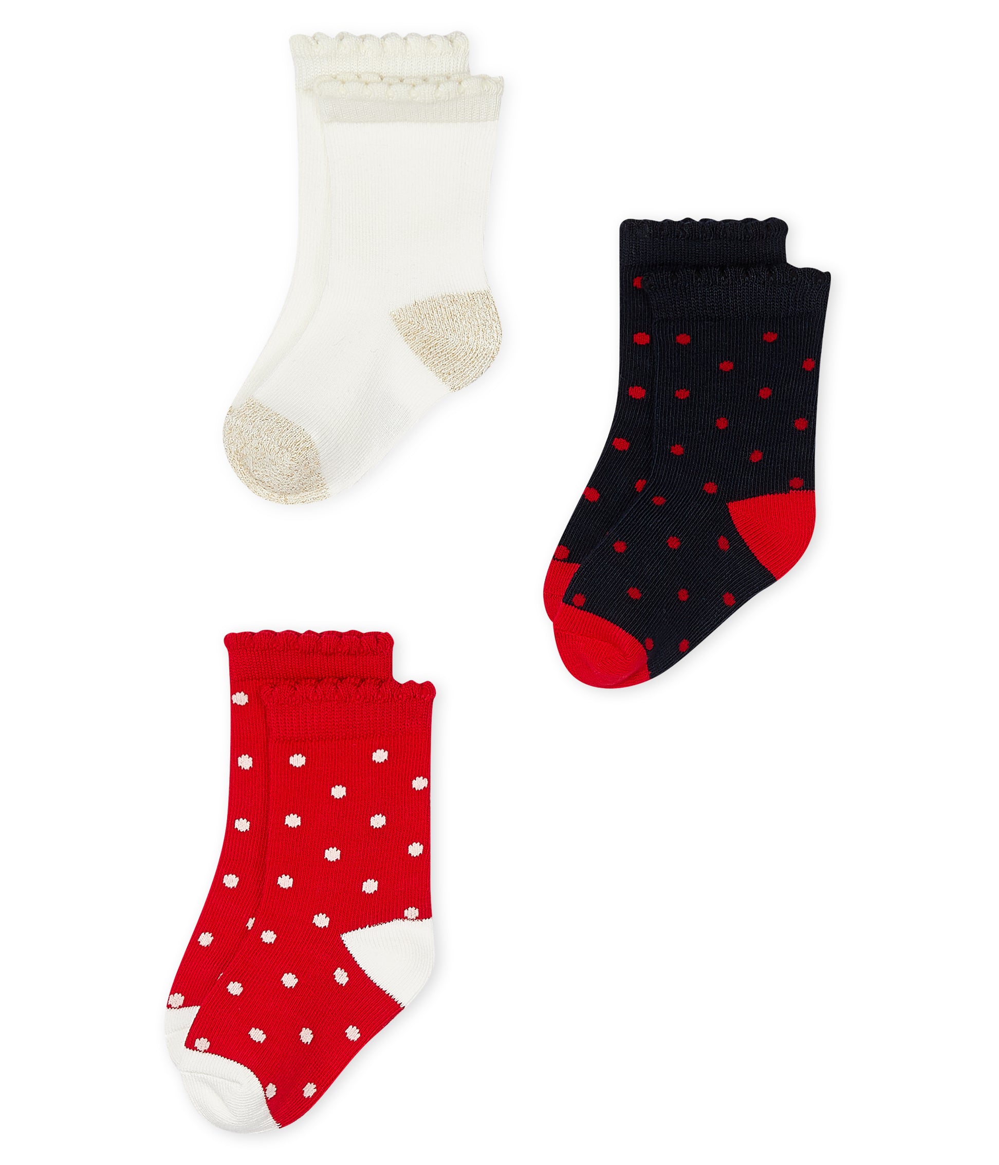 Baby Girls Multicolor Cotton Socks (3 Pieces)
