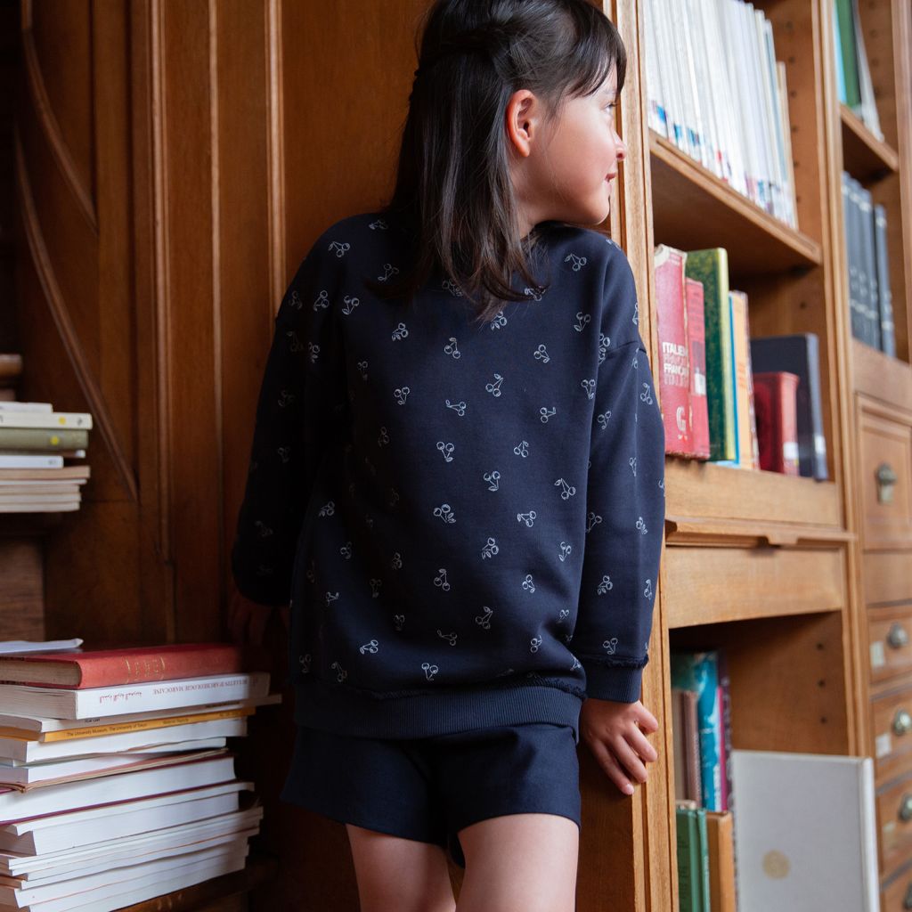 Girls Navy Cotton Sweatshirt
