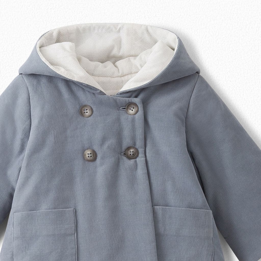 Baby Girls Blue Grey Cotton Coat