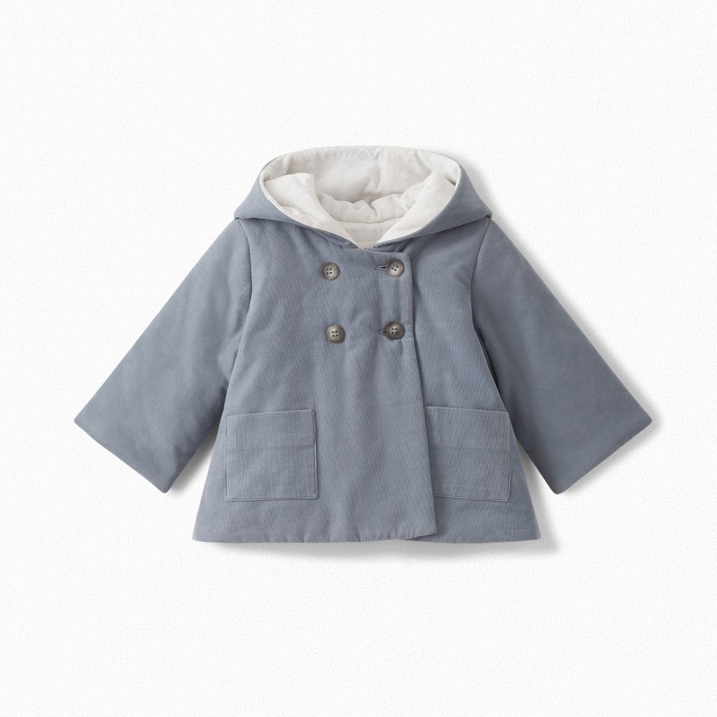 Baby Girls Blue Grey Cotton Coat