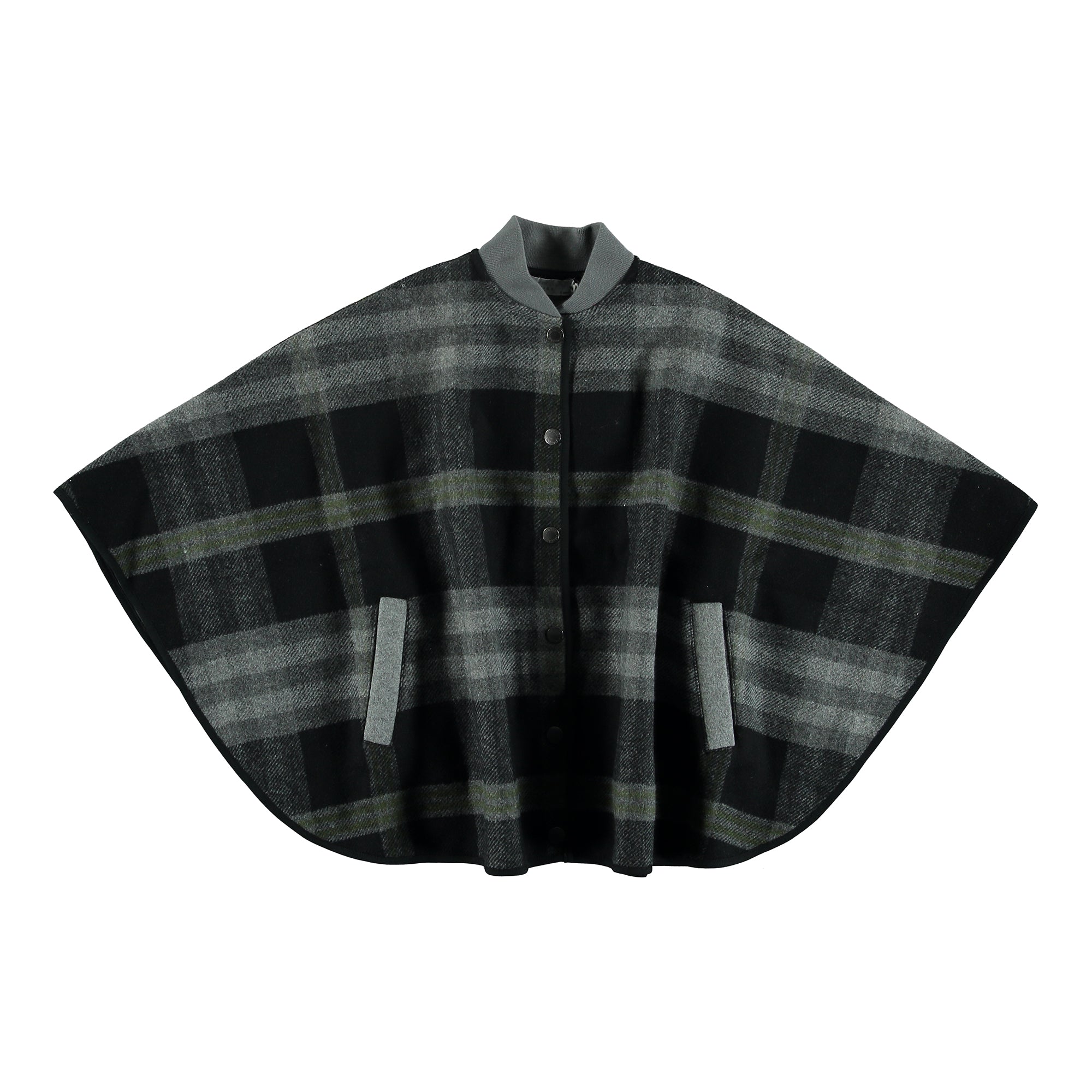 Girls Grey Check Wool Cape