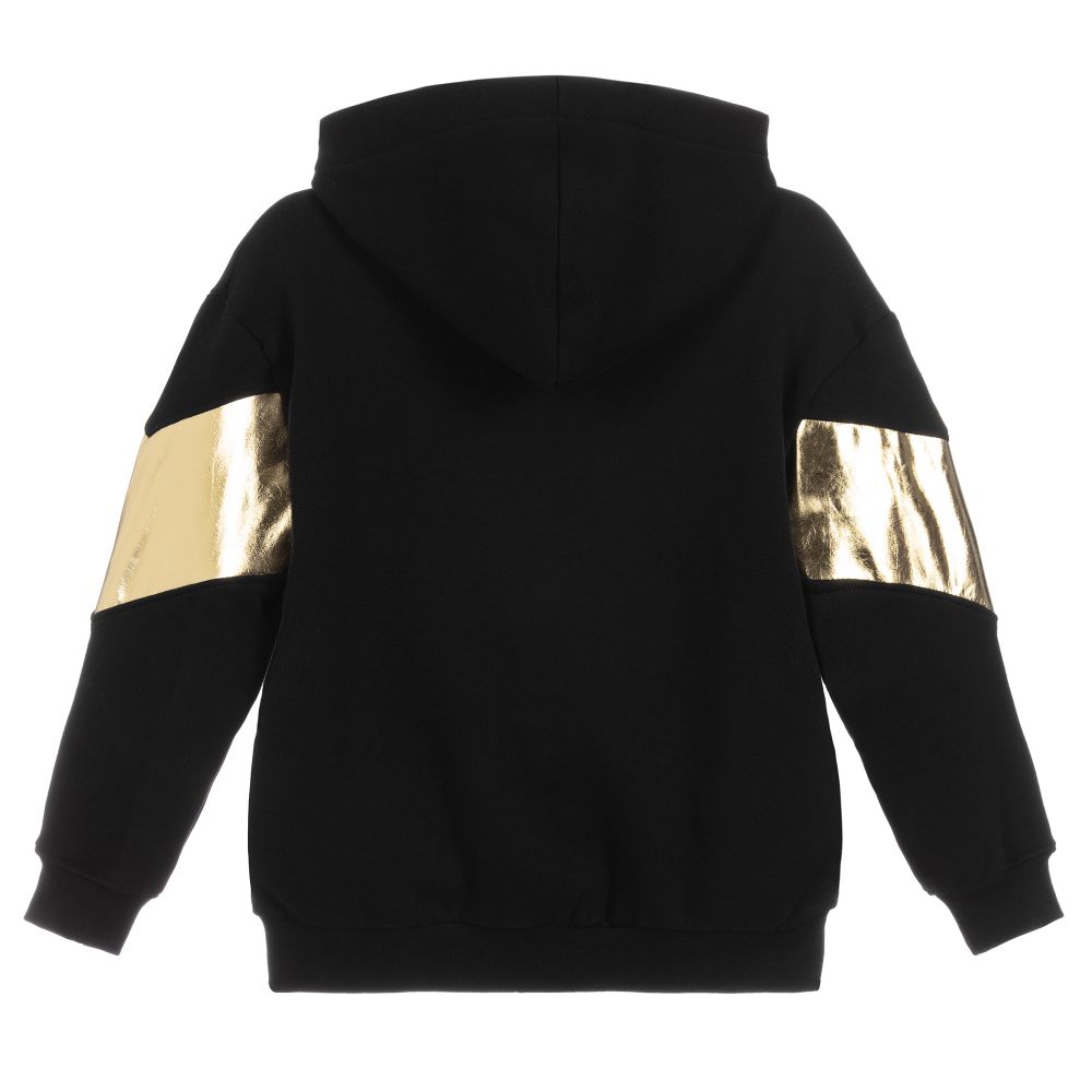 Girls Black Cotton Hoodie