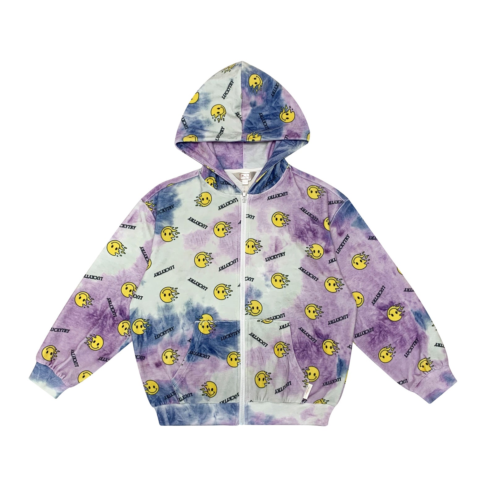 Boys & Girls Purple Smile Velvet Zip-Up Top