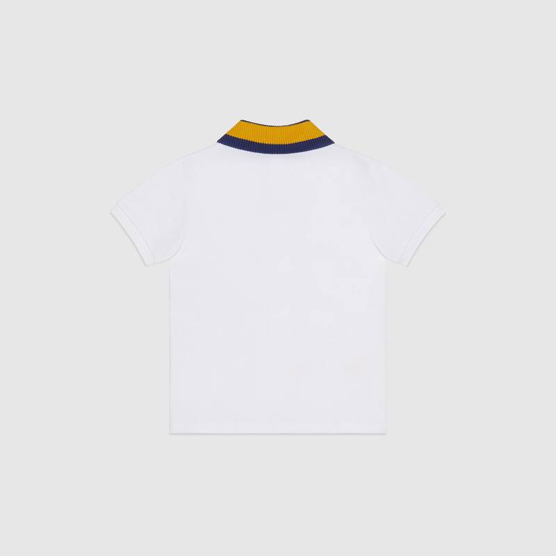 Baby Boys White Embroidered Cotton Polo Shirt