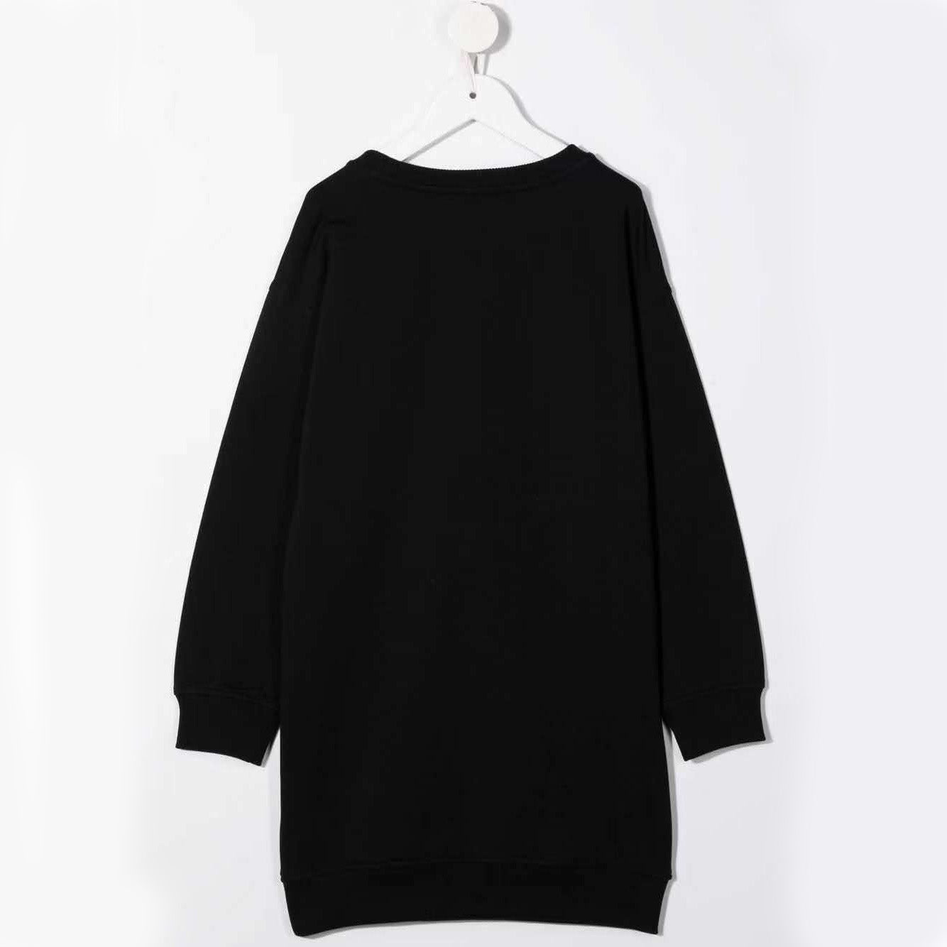Girls Black Logo Cotton Dress