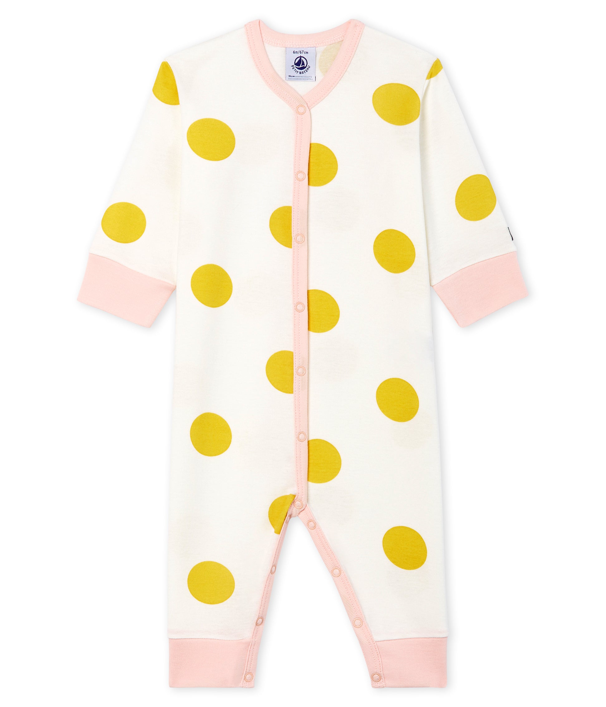 Baby Girls White & Yellow Cotton Babysuit