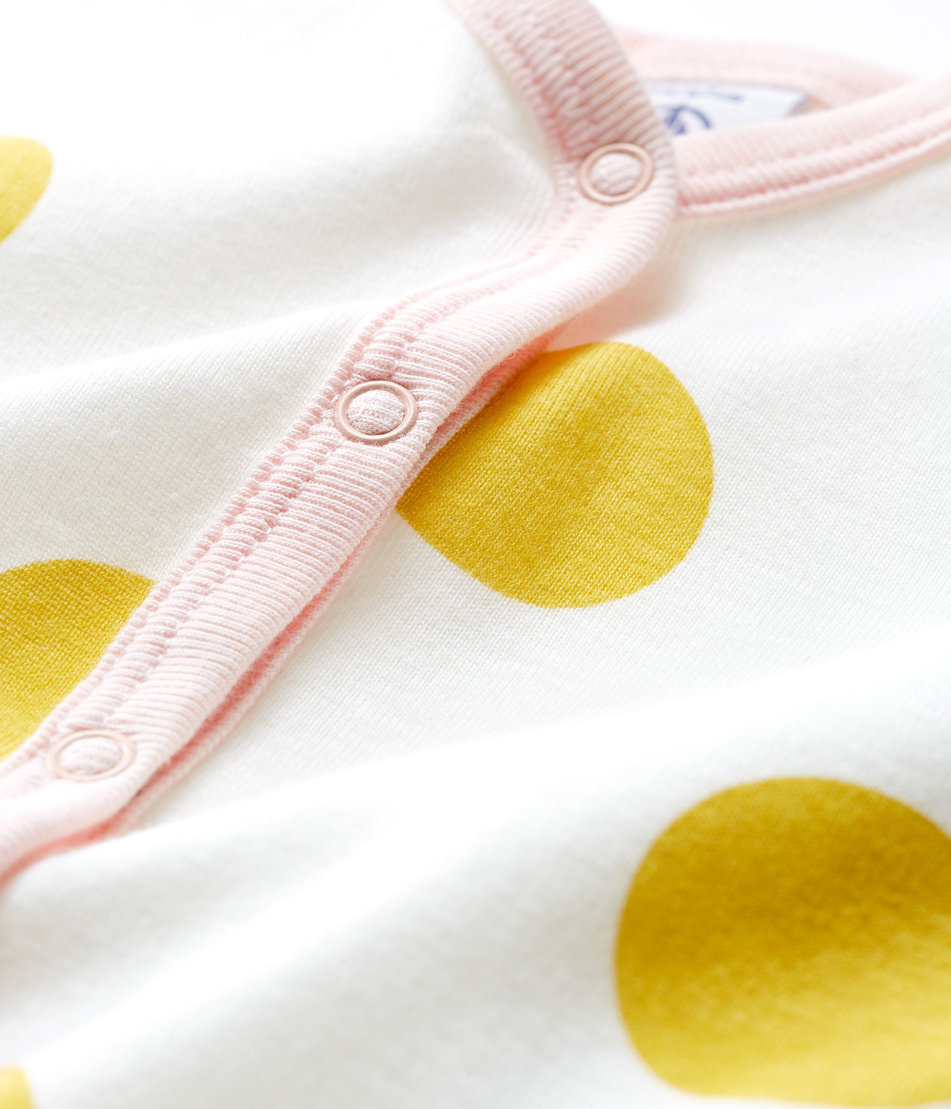 Baby Girls White & Yellow Cotton Babysuit