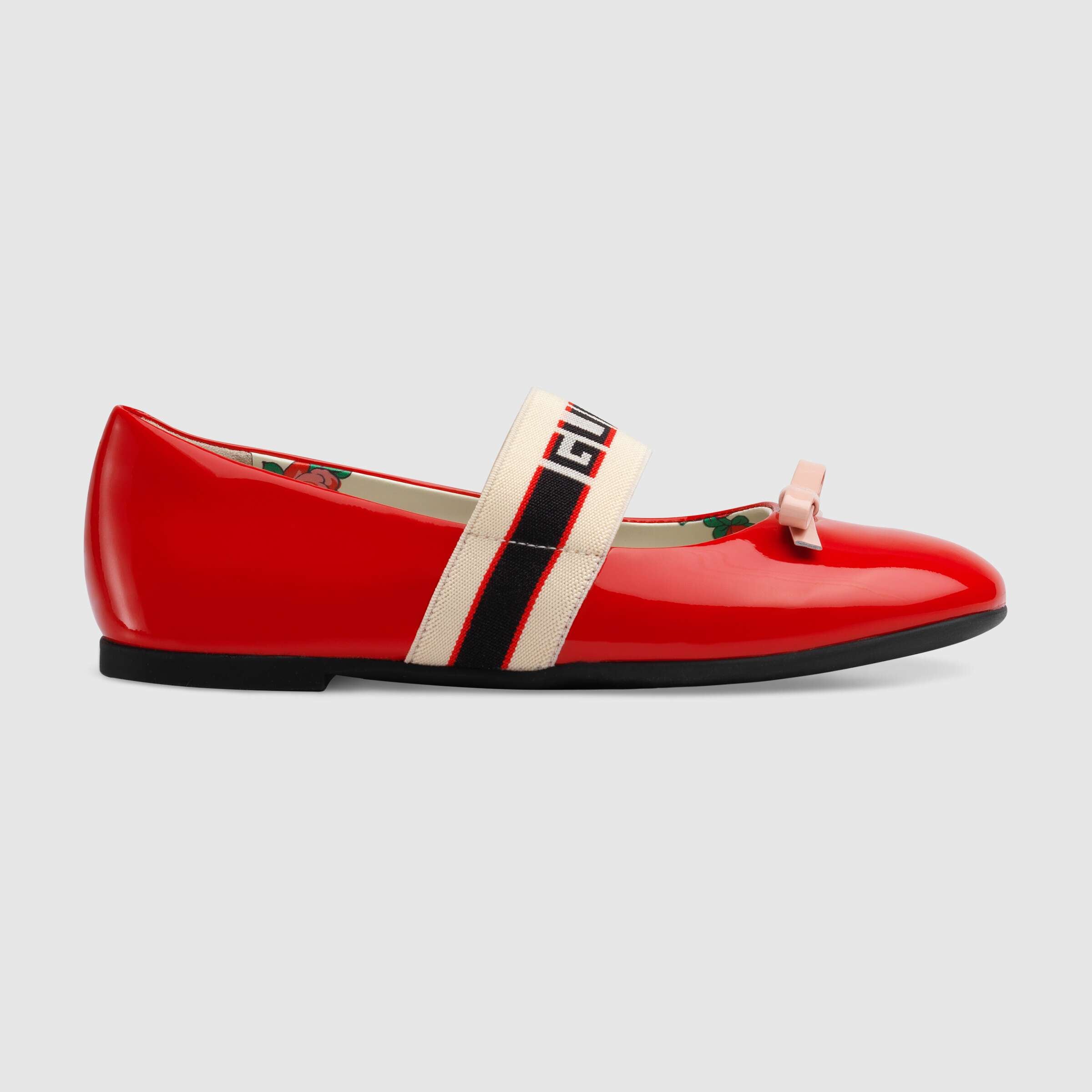 Girls Red Patent Leather Calf Skin Ballet Flats
