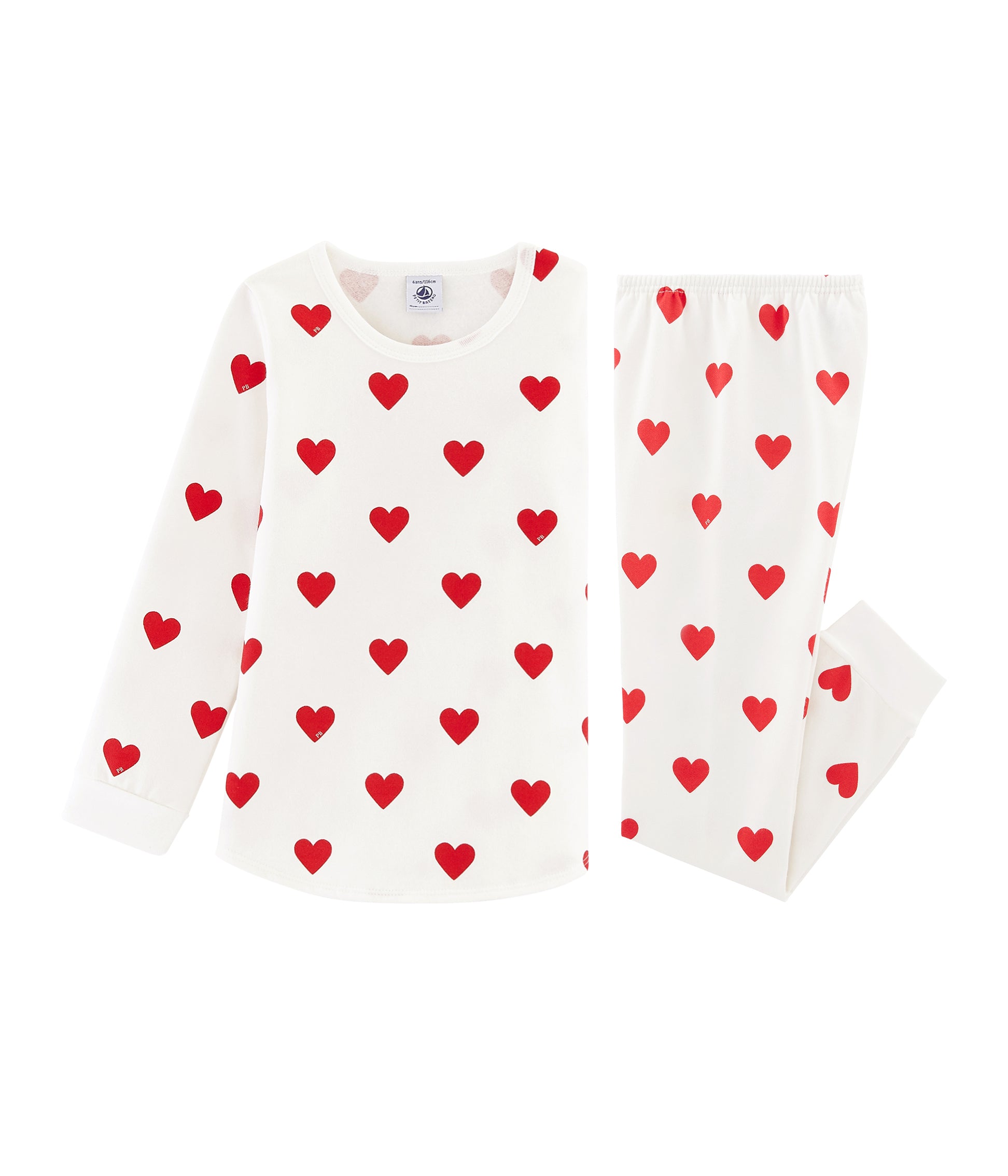 Girls White Heart Cotton Nightwear Set