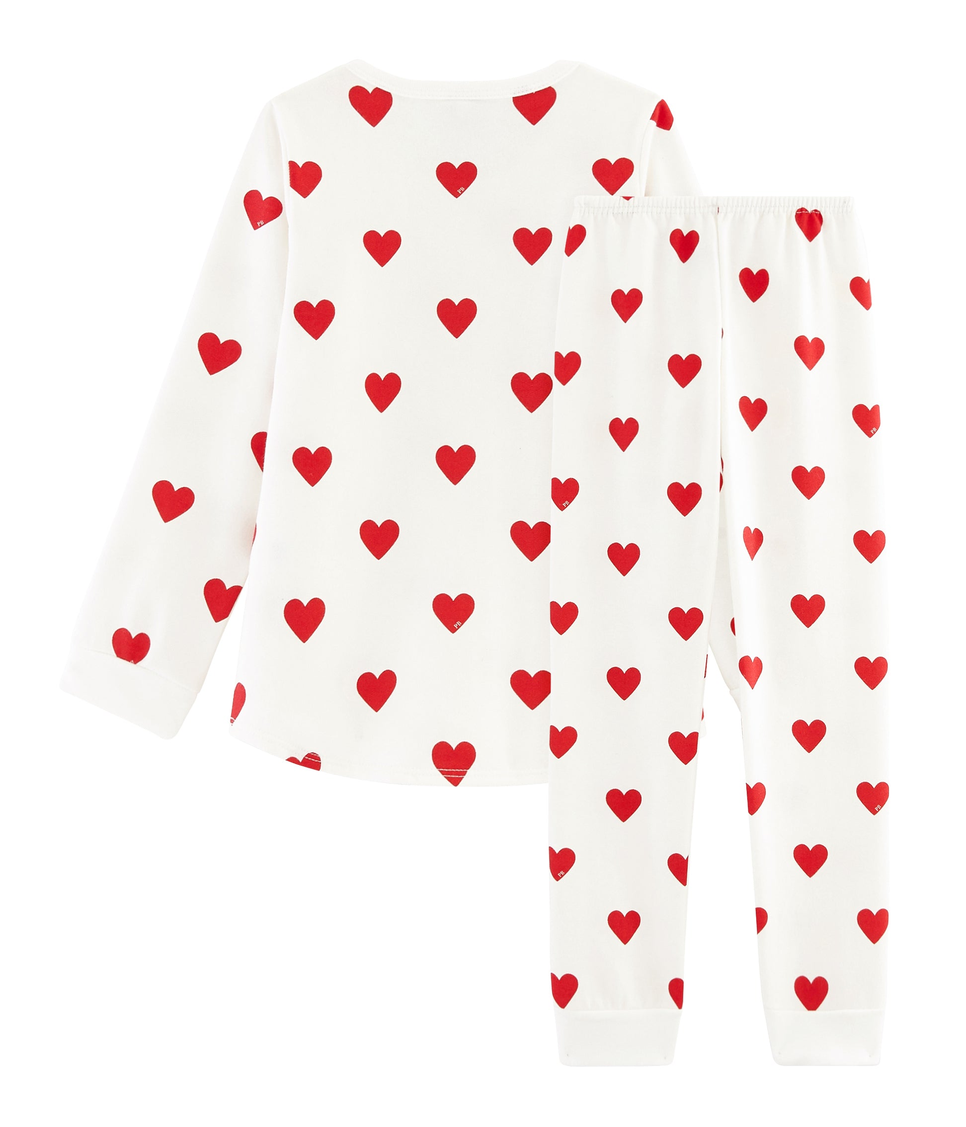 Girls White Heart Cotton Nightwear Set