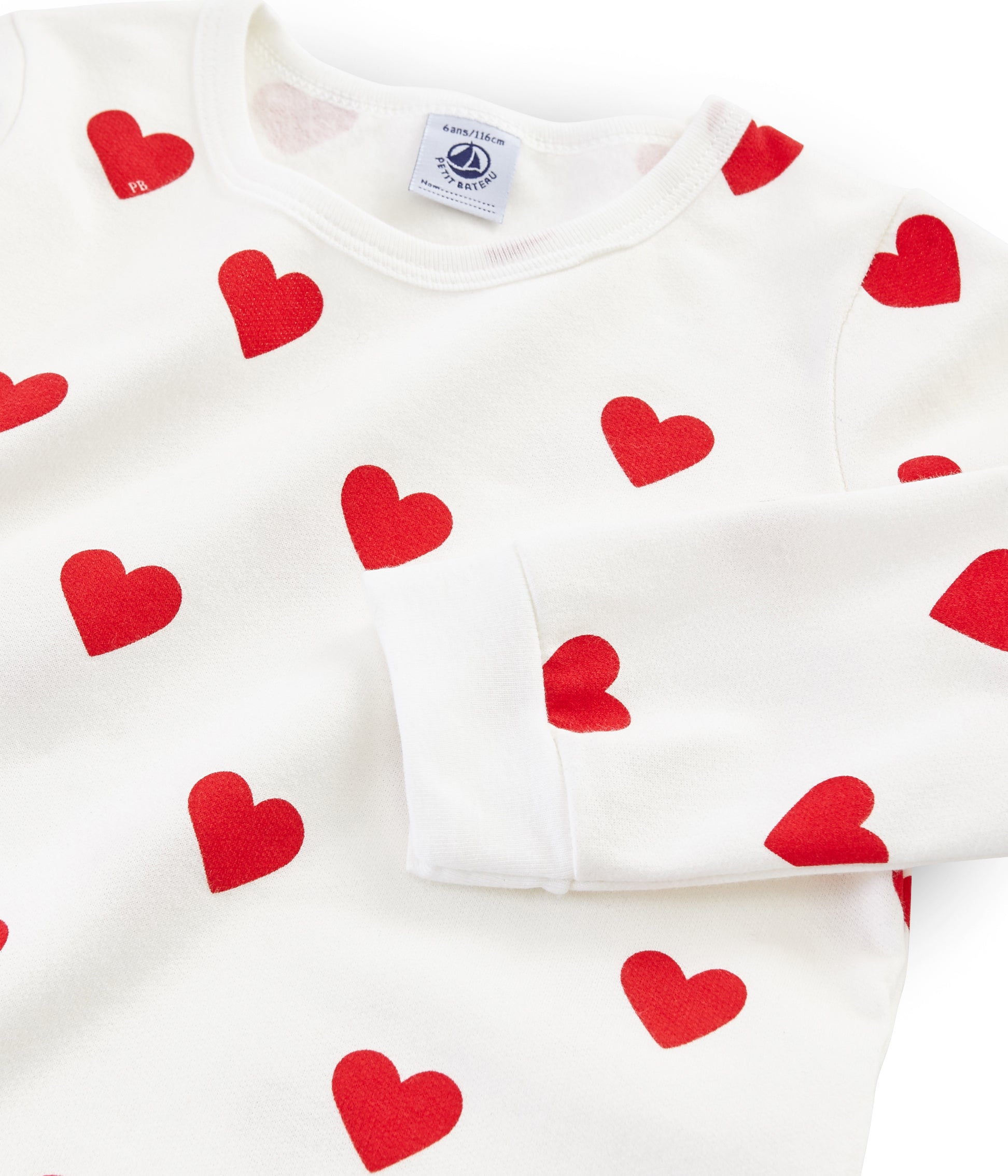 Girls White Heart Cotton Nightwear Set
