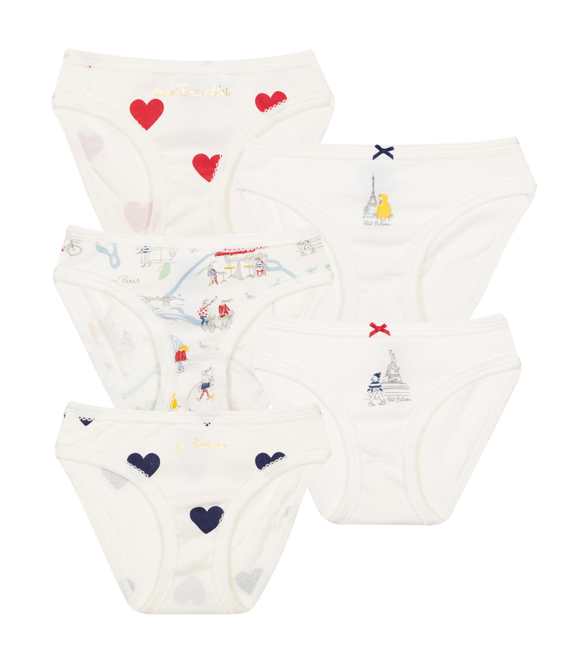 Girls White Cotton Briefs Set (5 pieces)