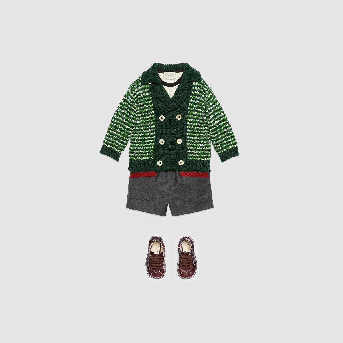 Baby Boys & Girls Green Wool Cardigan