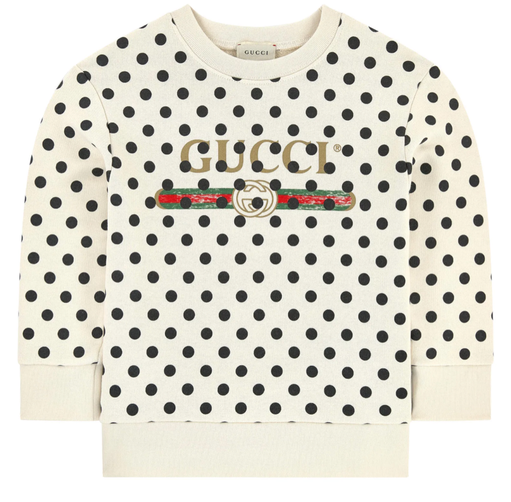 Girls White Dots Gucci Cotton Sweatshirt