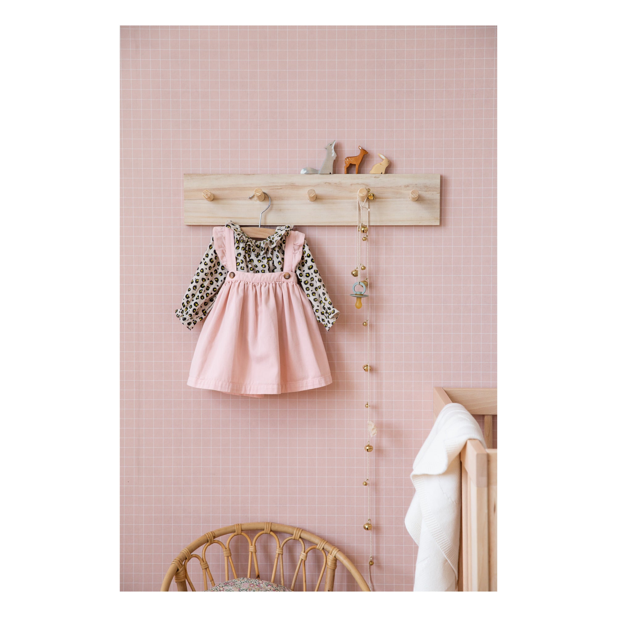 Baby Girls Pink Velvet Bretelle Cotton Skirt