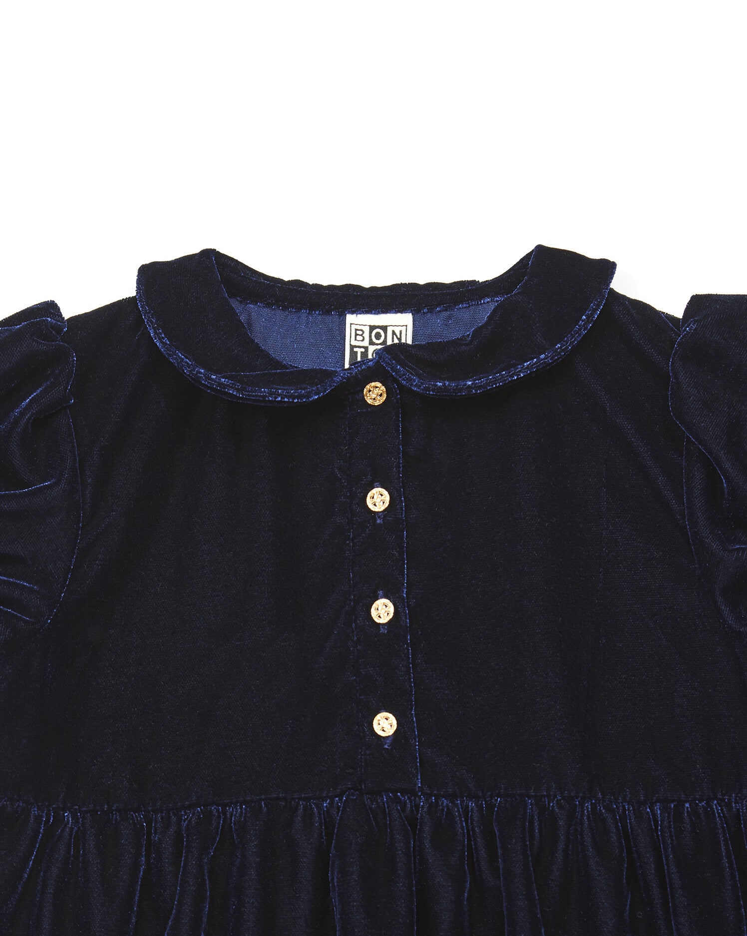 Girls Blue Velours Velours Lisse Dress