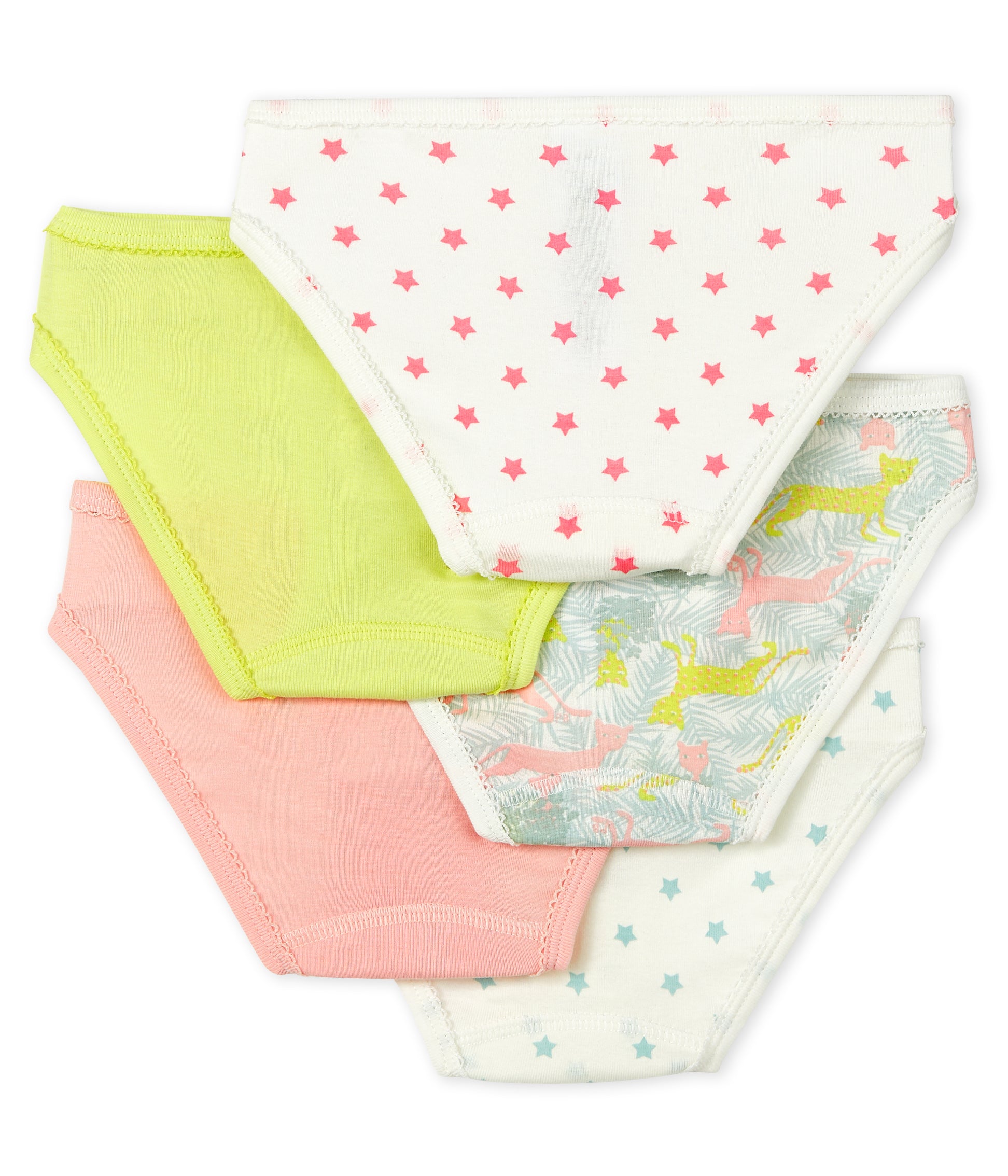 Girls Multicolor Cotton Underwear Set (5 Pack)