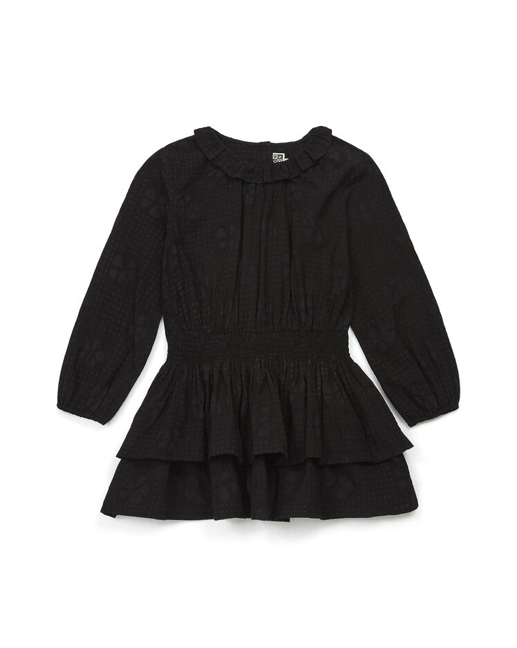 Girls Black Flower Cotton Dress