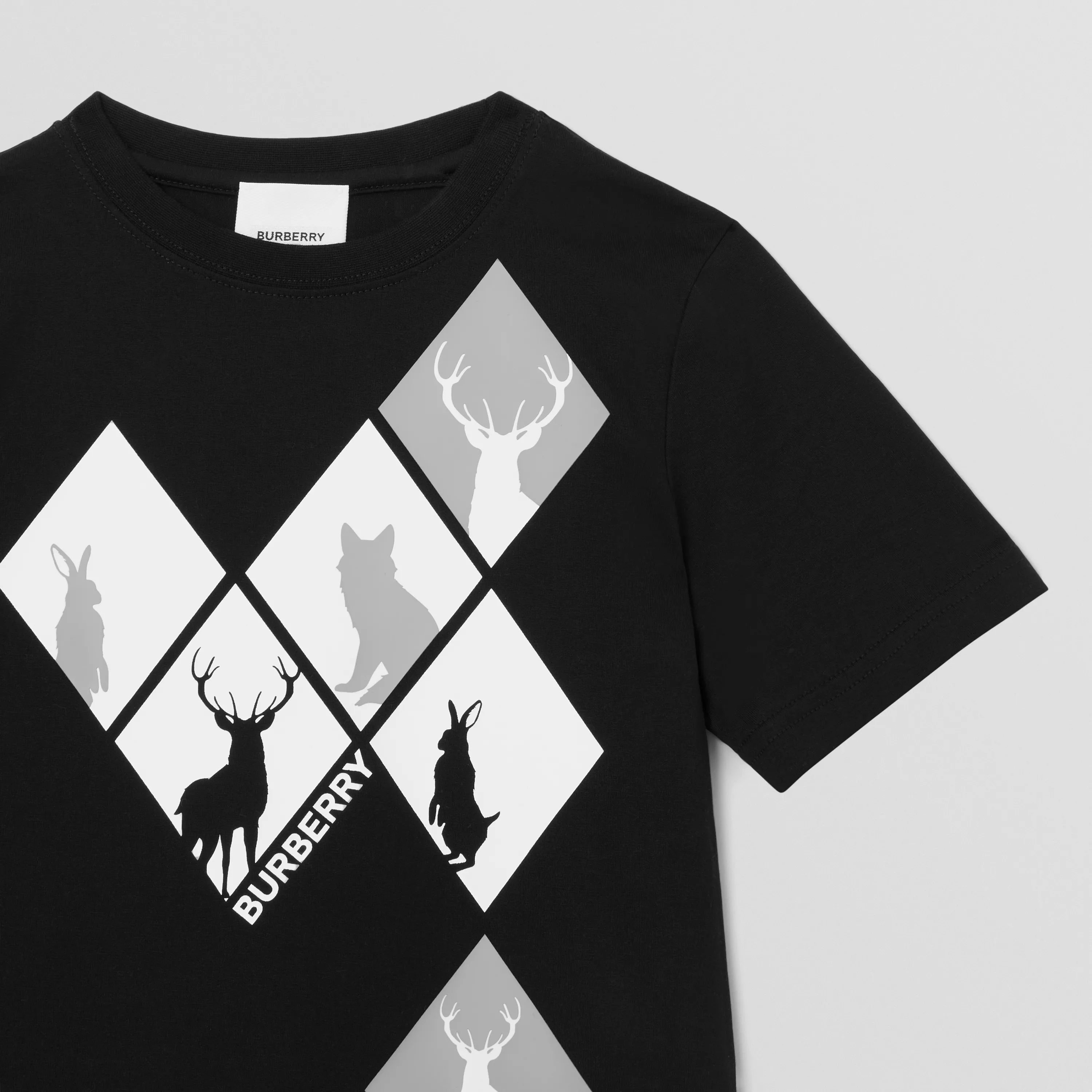 Boys & Girls Black Printed Cotton T-Shirt