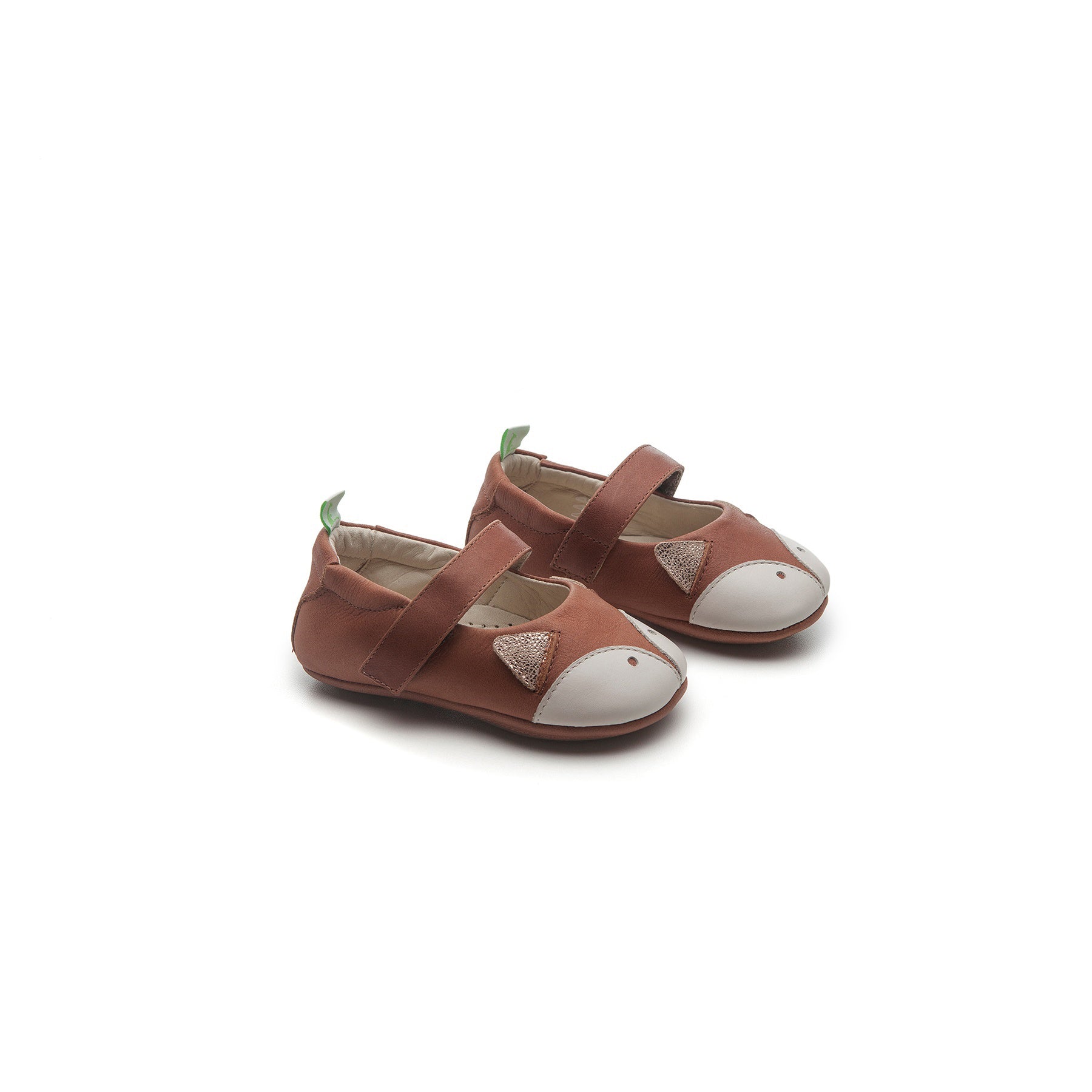 Baby Girls Rice White & Brown Leather Shoes