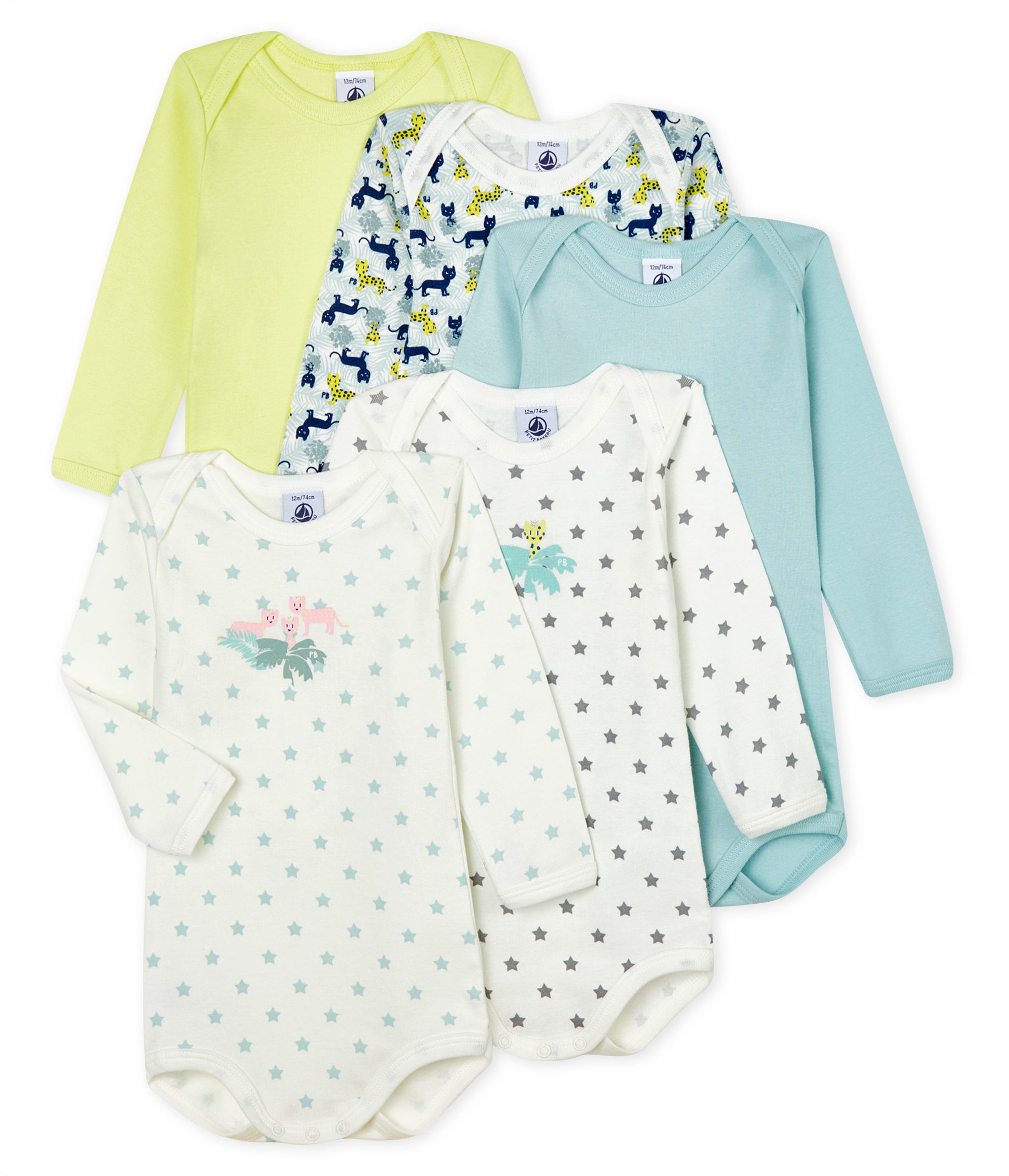 Baby Boys Multicolor Cotton Babysuit Set (5 Pack)