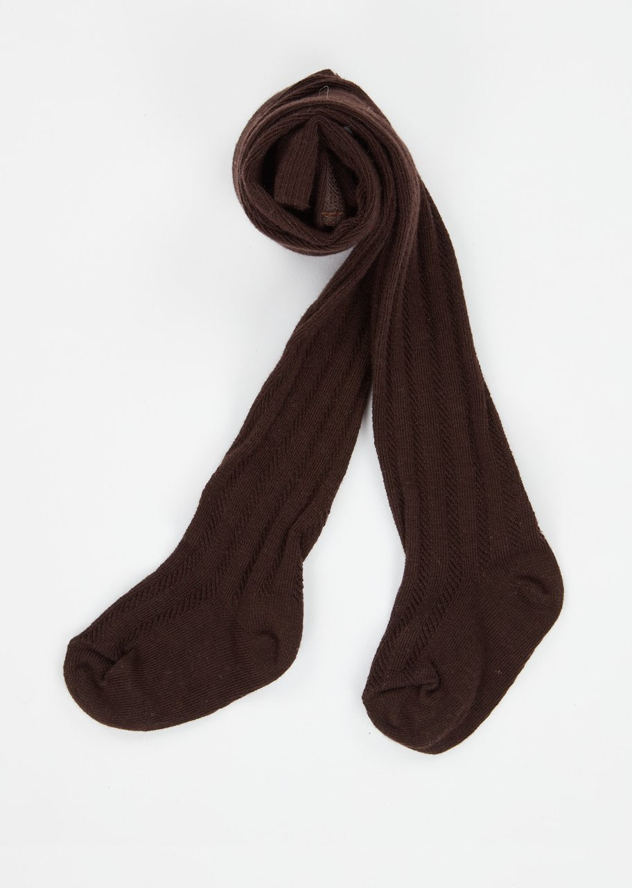 Girls Dark Brown Pointelle Tights