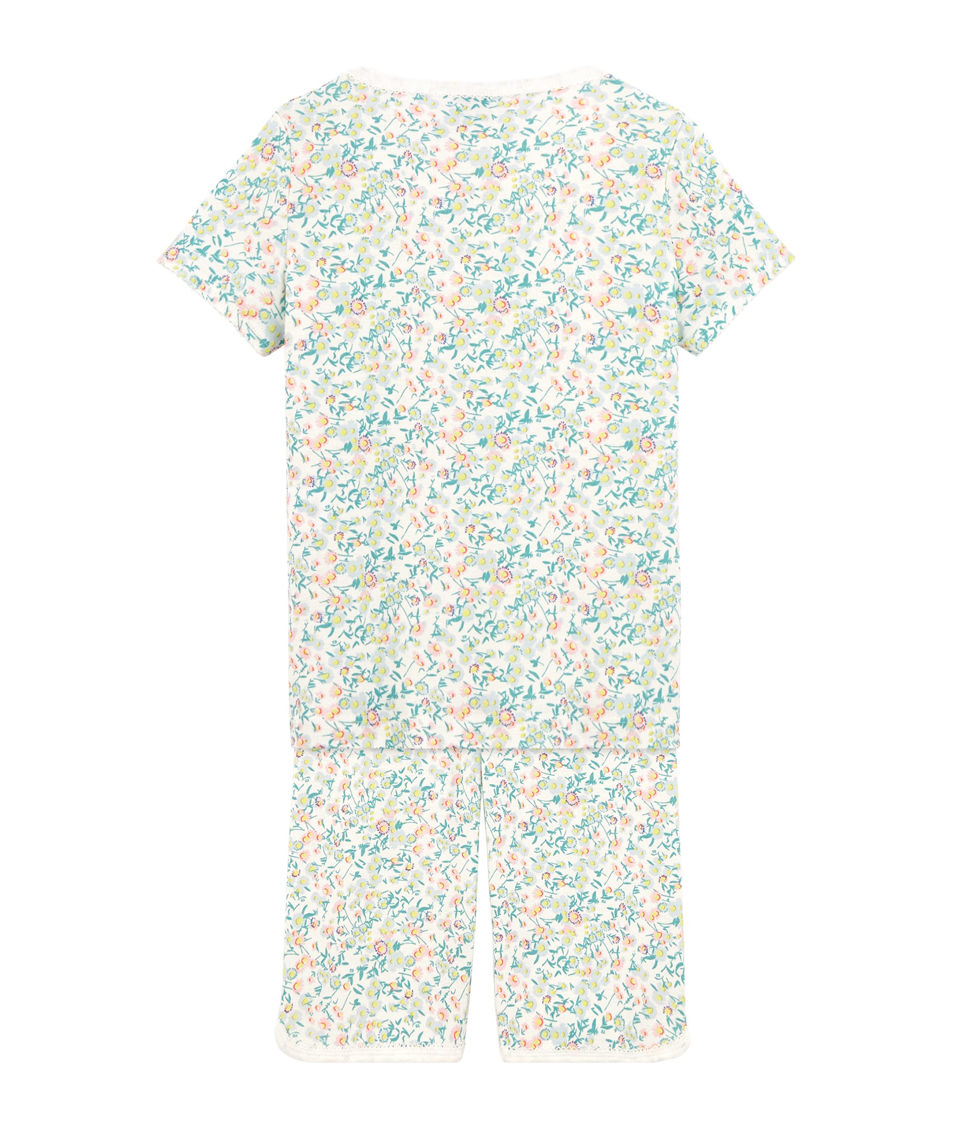 Girls Cyan Floral Cotton Nightwear Set