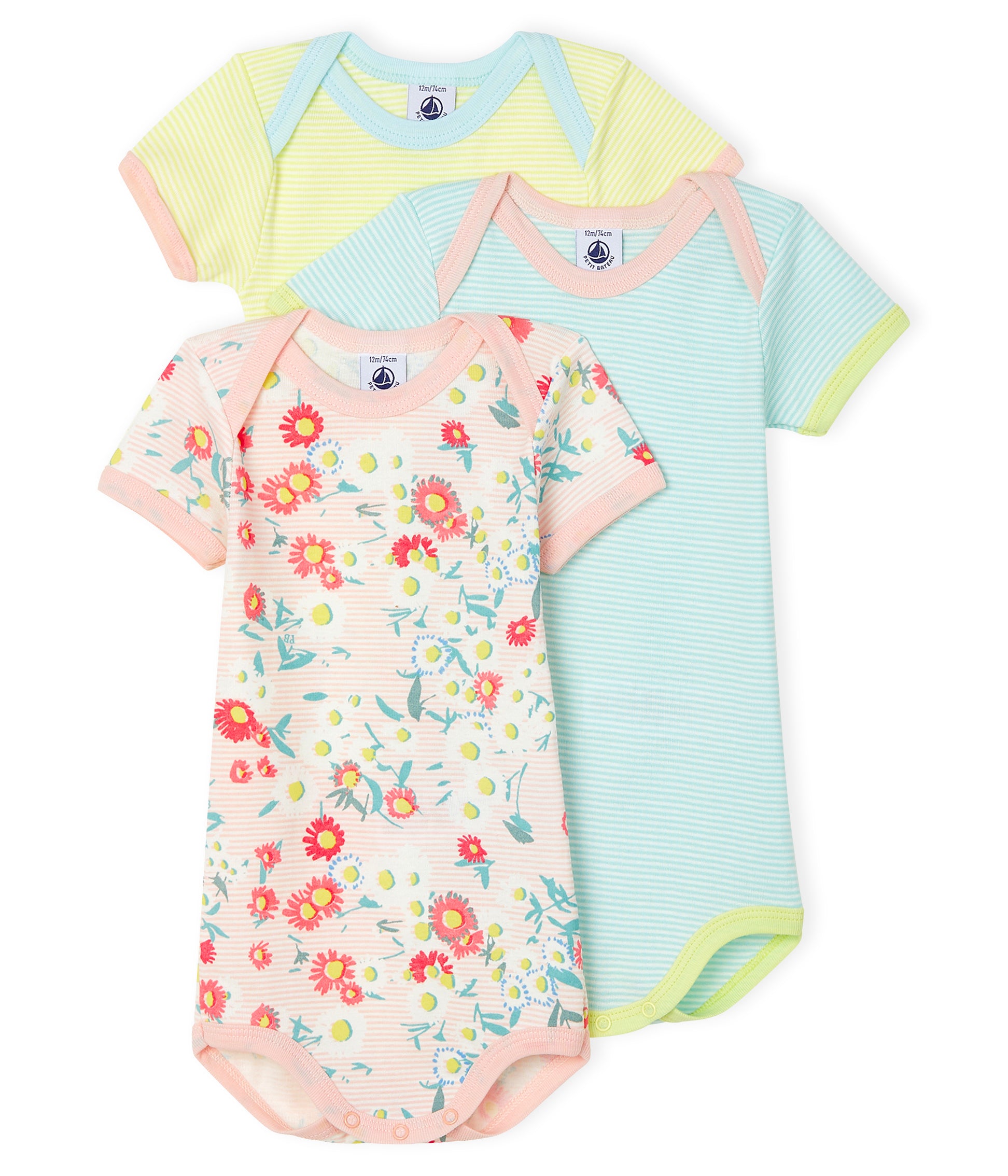 Baby Girls Multicolor Cotton Babysuit Set (3 Pack)
