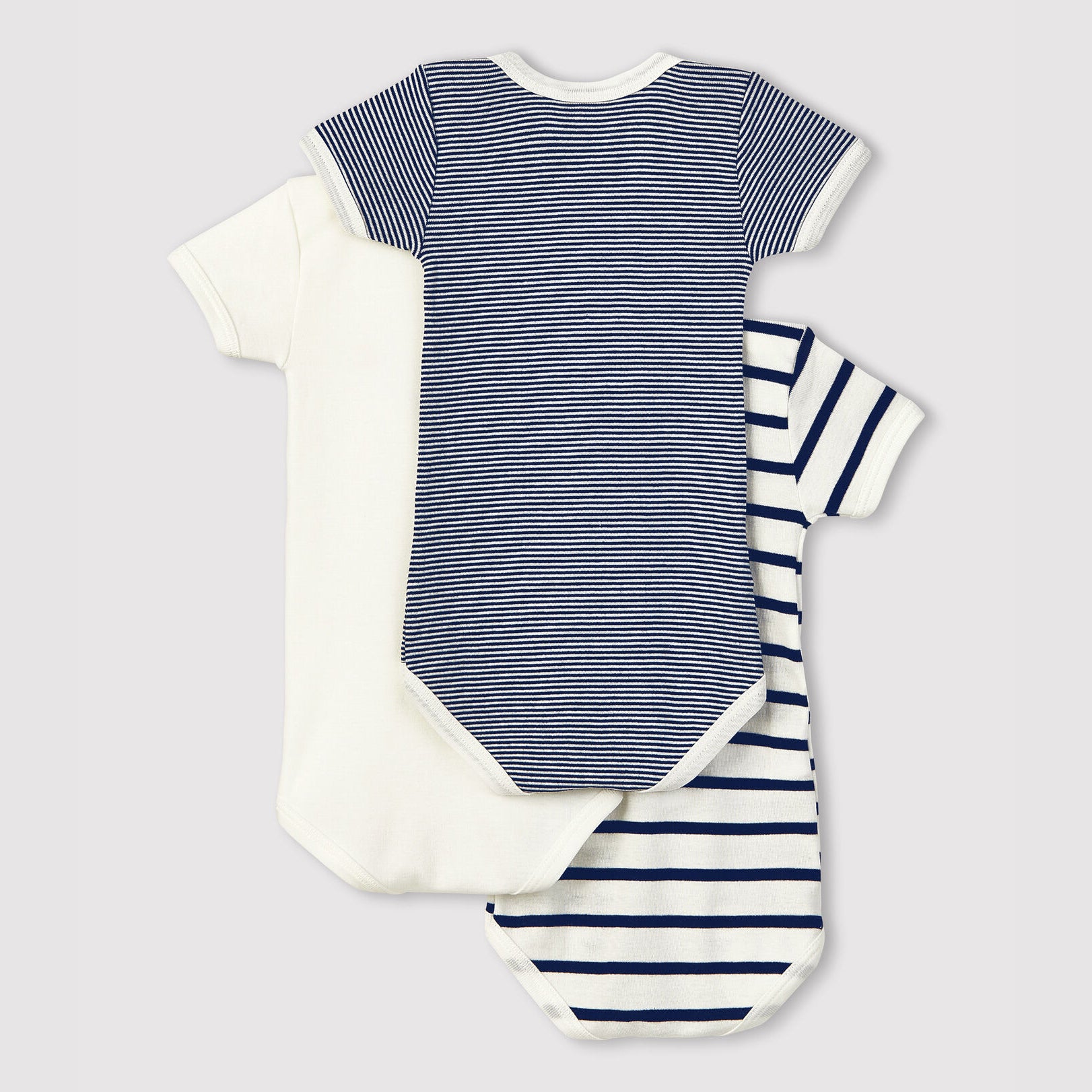 Baby Boys & Girls Navy Stripes Cotton Babysuit Set(3 Pack)