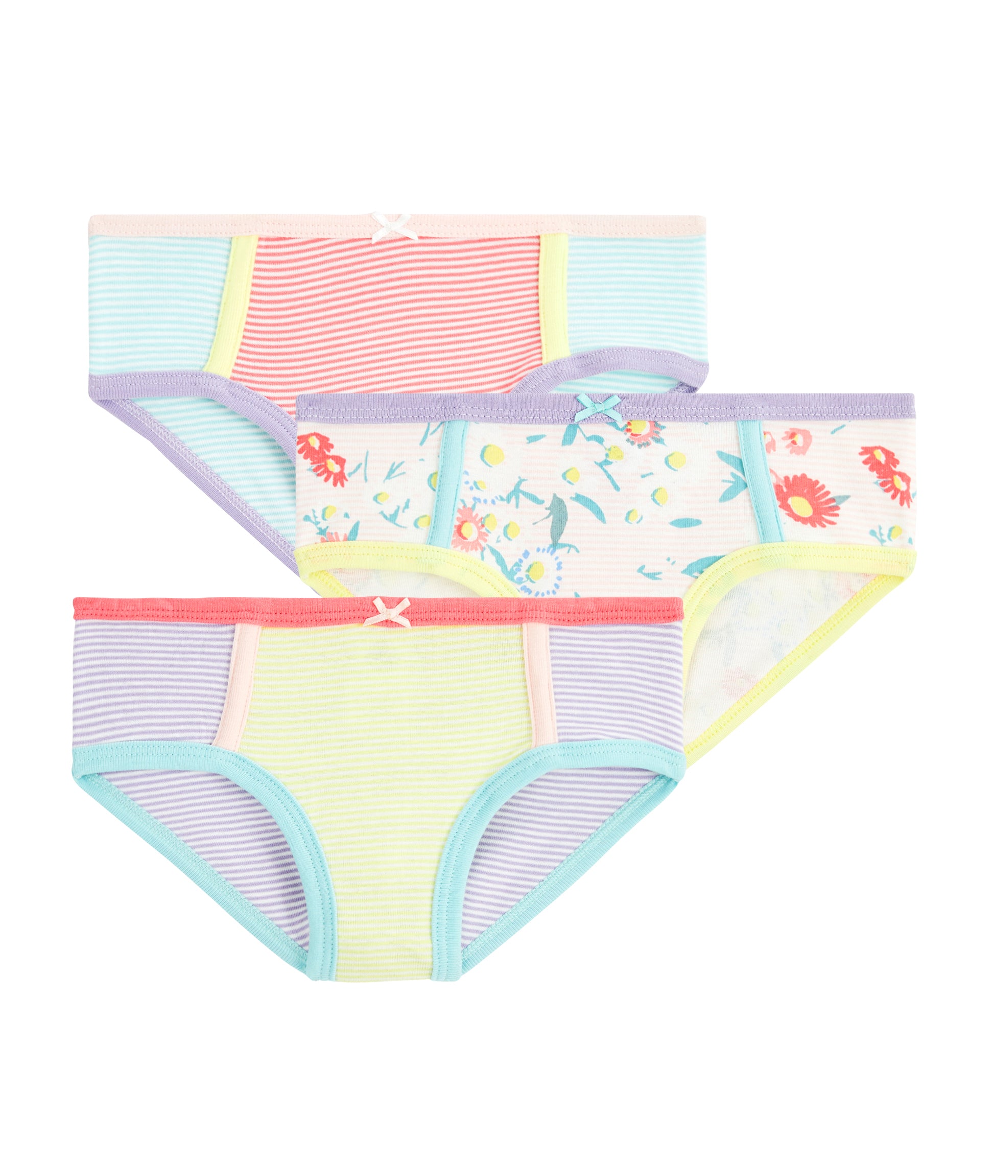 Girls Multicolor Cotton Underwear Set (3 Pack)